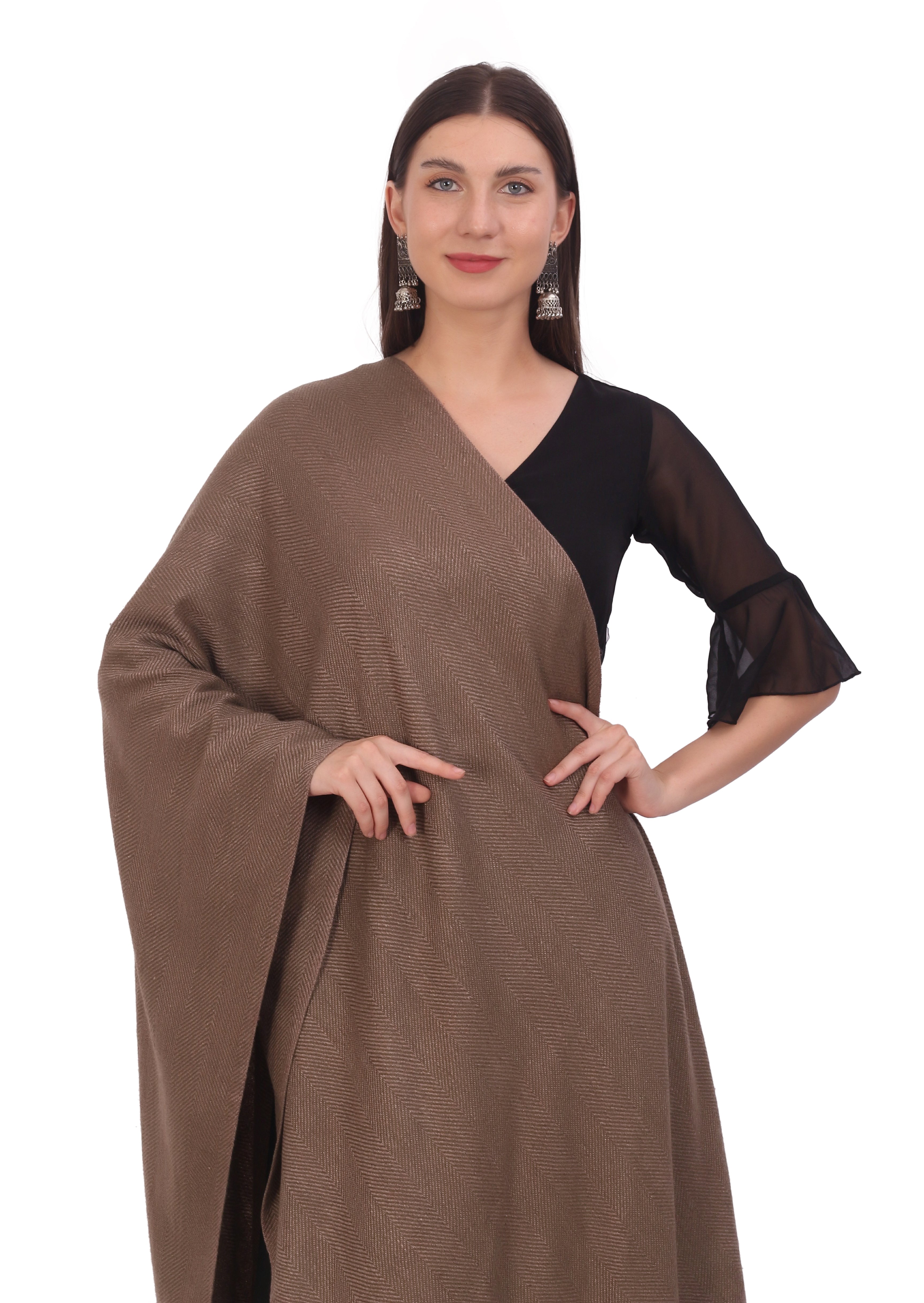 Pash Vilas Unisex Dyed Harringbone Design Cashmere Fine wool Scarf Soft Warm Toush Color