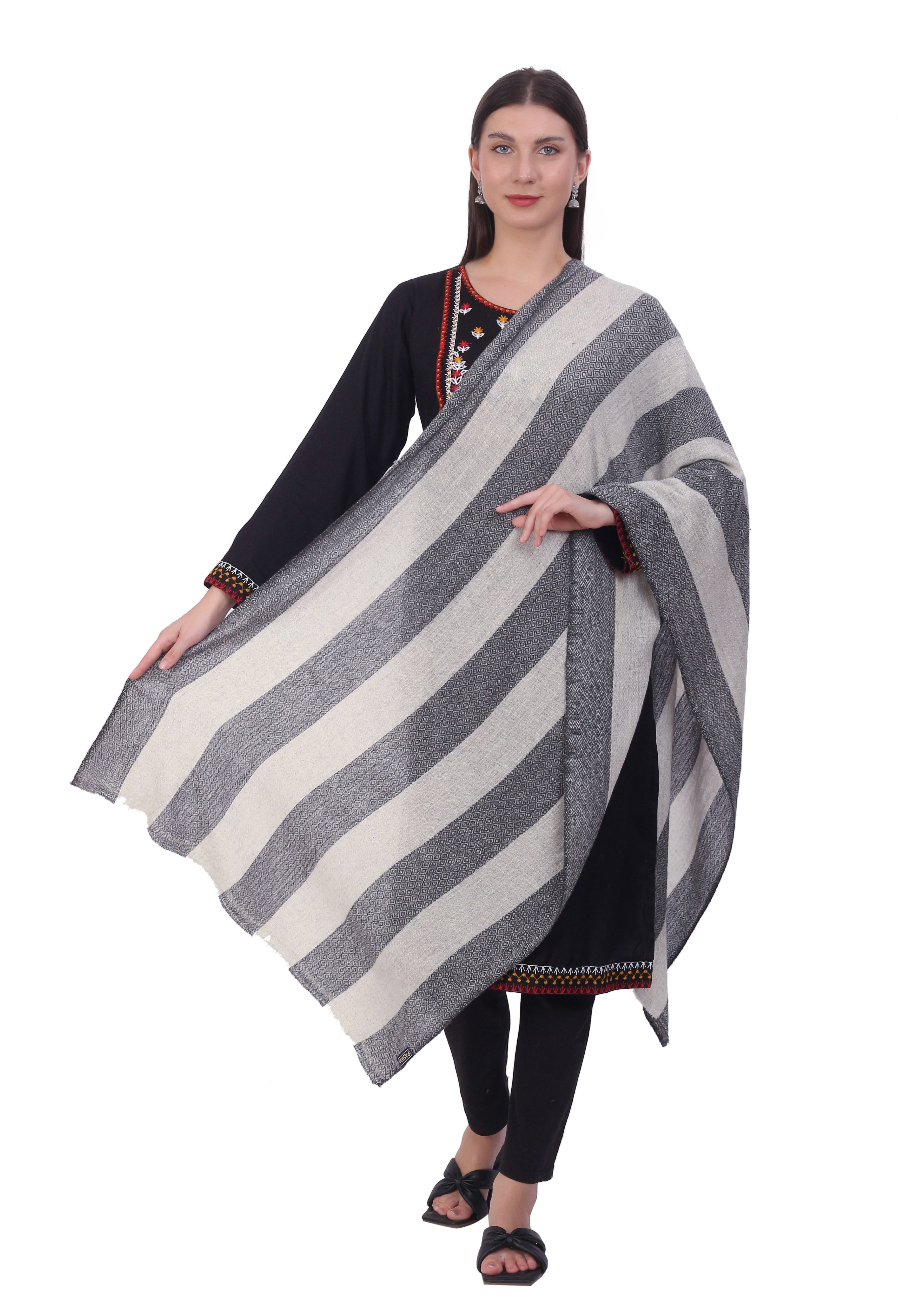 Pashvilas Unisex Designer Cashmere Fine wool Scarf Soft Warm Lightweight  Philippine Silver color