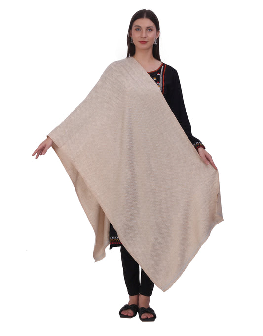 Pash Vilas Unisex Fishbone Design Cashmere Fine wool Scarf Soft Warm BEIGE Color