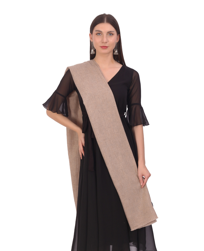 Pashvilas Unisex Solid Cashmere Wool Scarf Beige Color