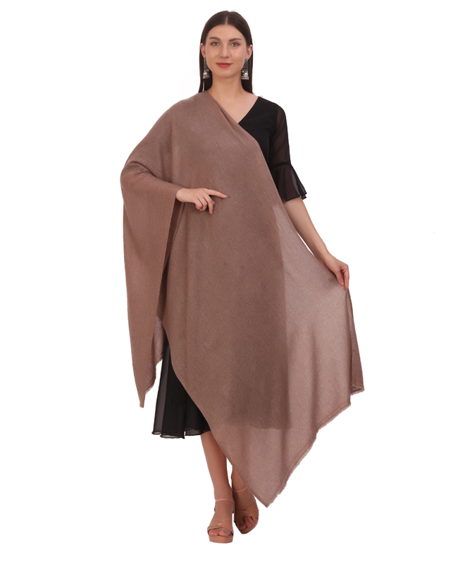 Pashvilas Unisex Solid Cashmere Wool Scarf Brown Color