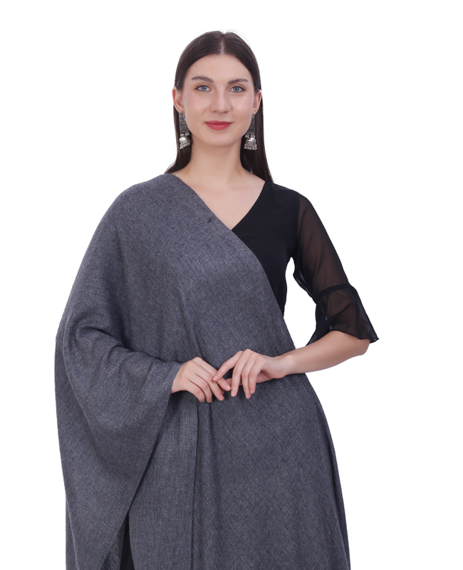 Pashvilas Unisex Solid Cashmere Wool Scarf Charcoal Color