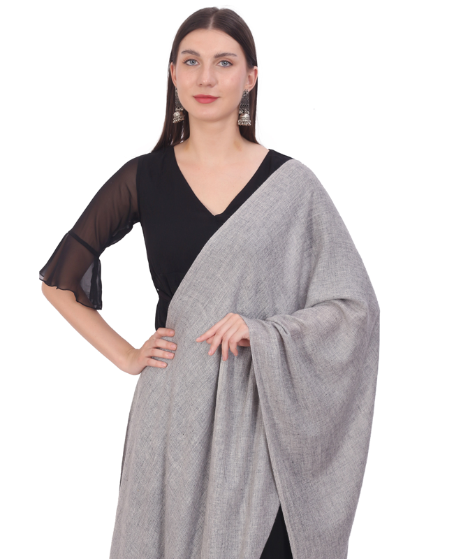 Pashvilas Unisex Solid Cashmere Wool Scarf Grey Color