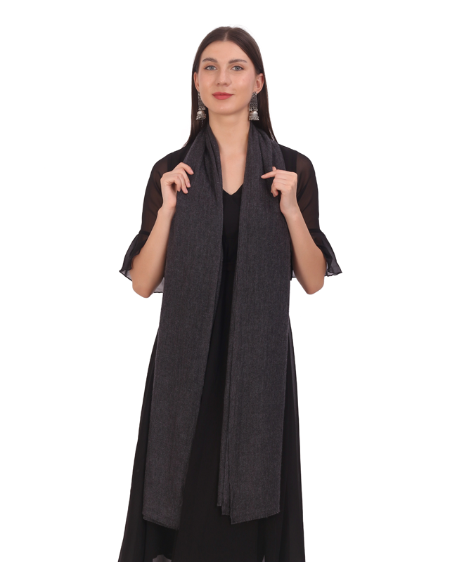 Pashvilas Unisex Solid Cashmere Wool Scarf Black Color