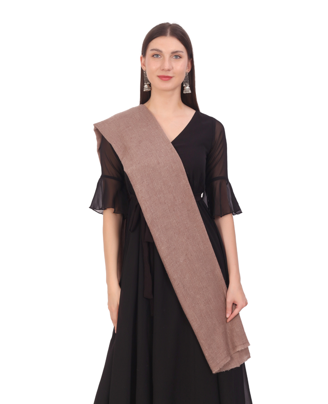 Pashvilas Unisex Solid Cashmere Wool Scarf Brown Color