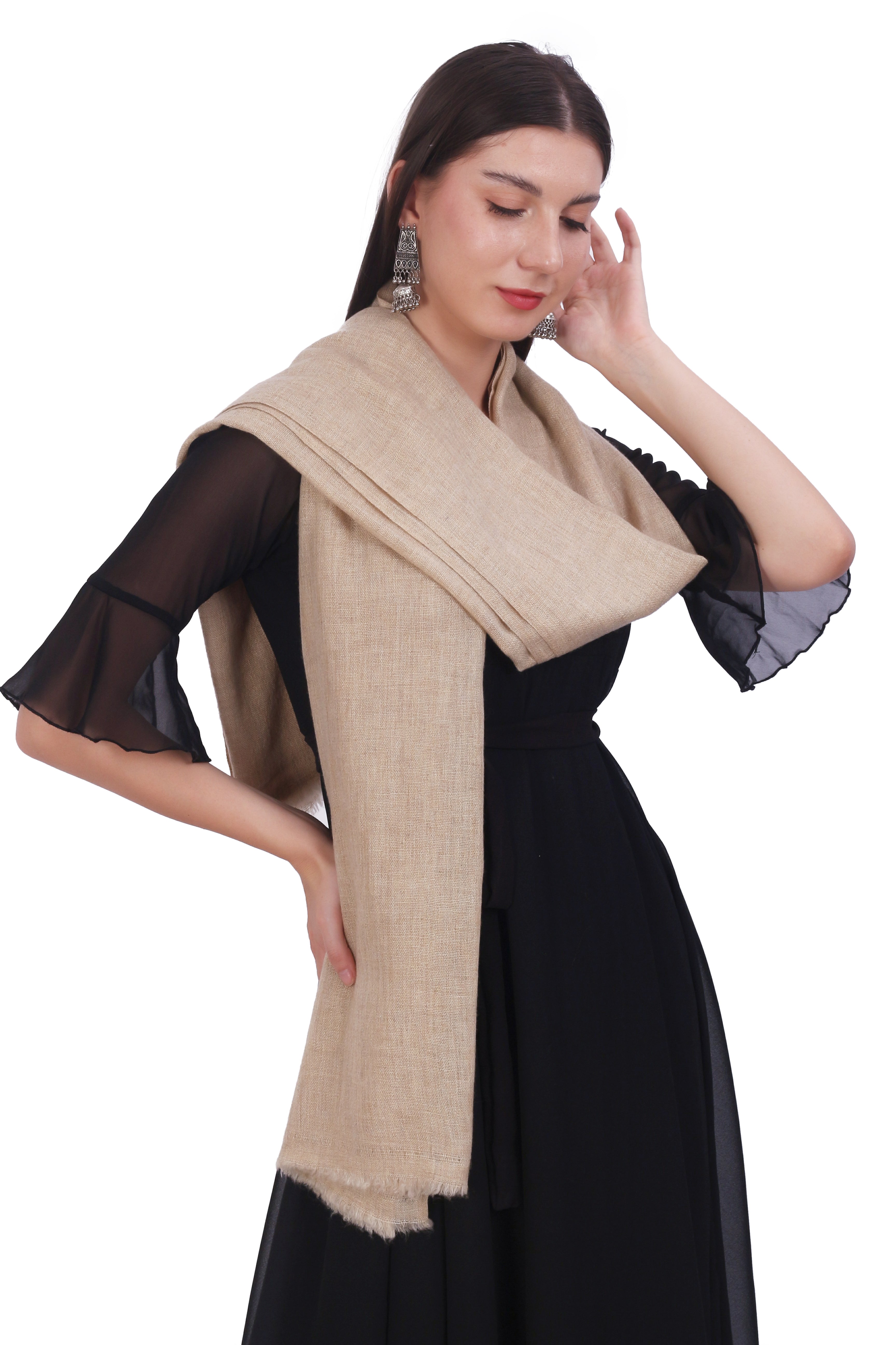 Pashvilas Unisex Solid Cashmere Wool Scarf Toush Color