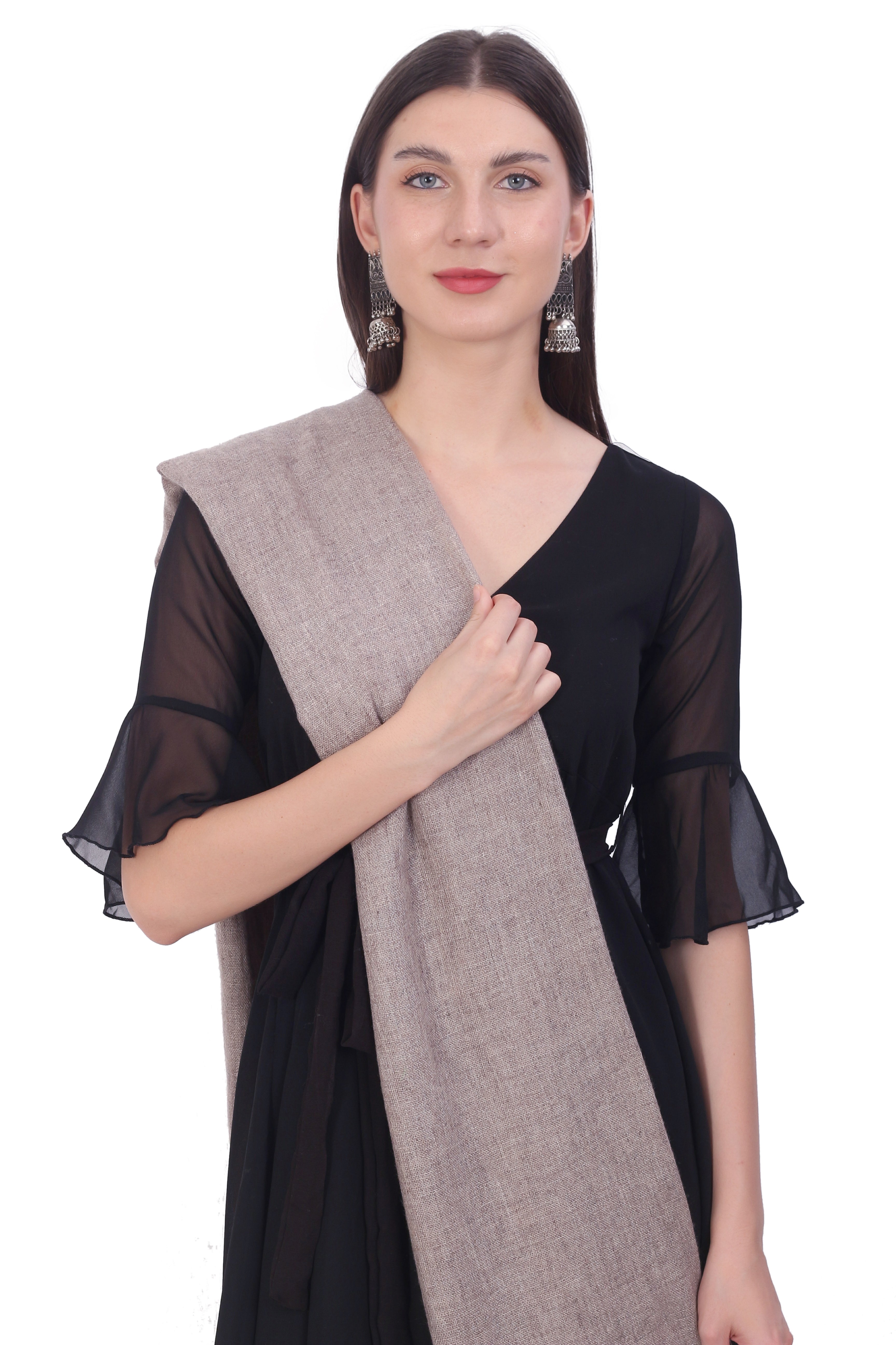 Pashvilas Unisex Solid Cashmere Wool Scarf Sand Color