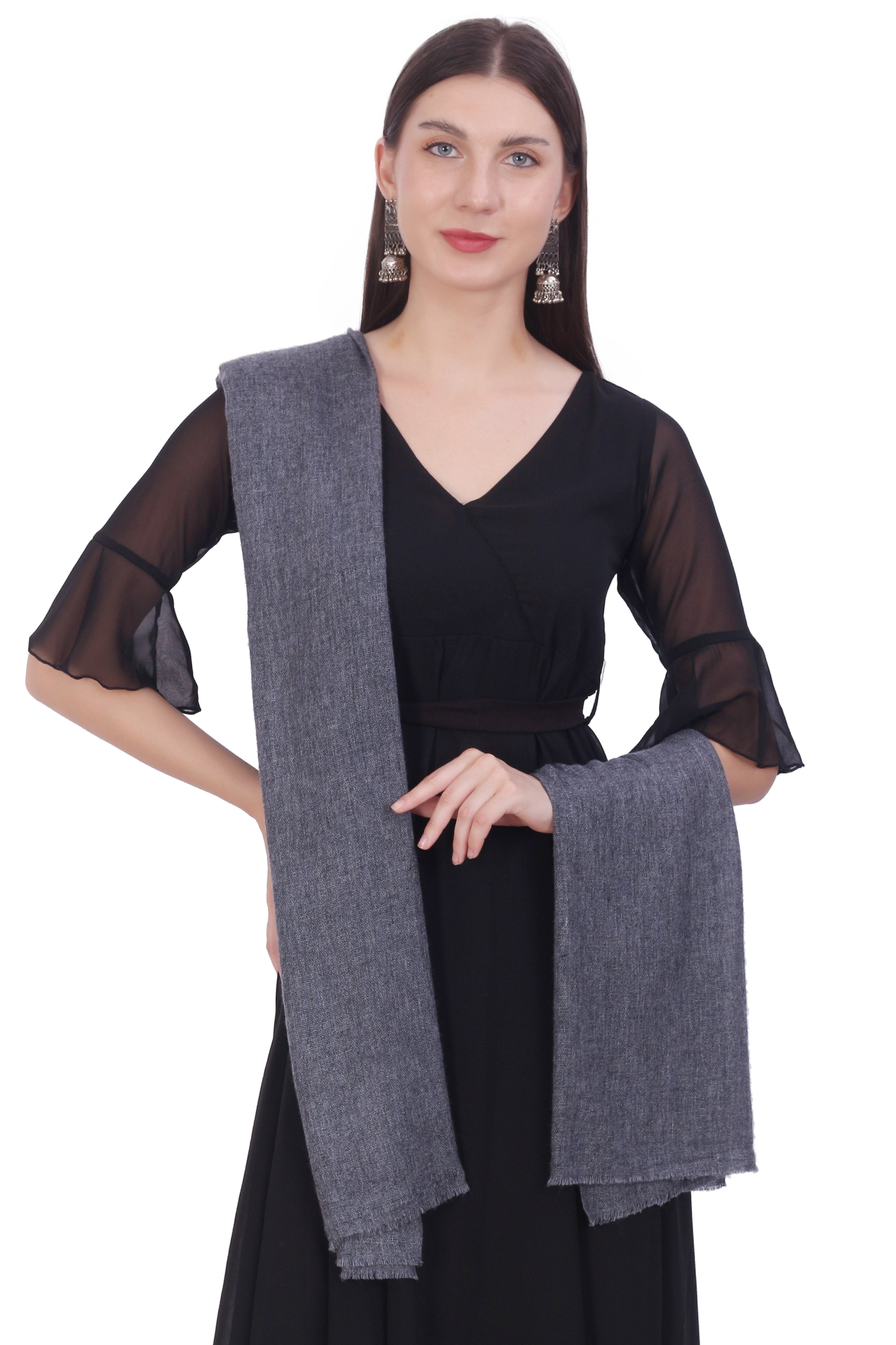 Pashvilas Unisex Solid Cashmere Wool Scarf Charcoal Color