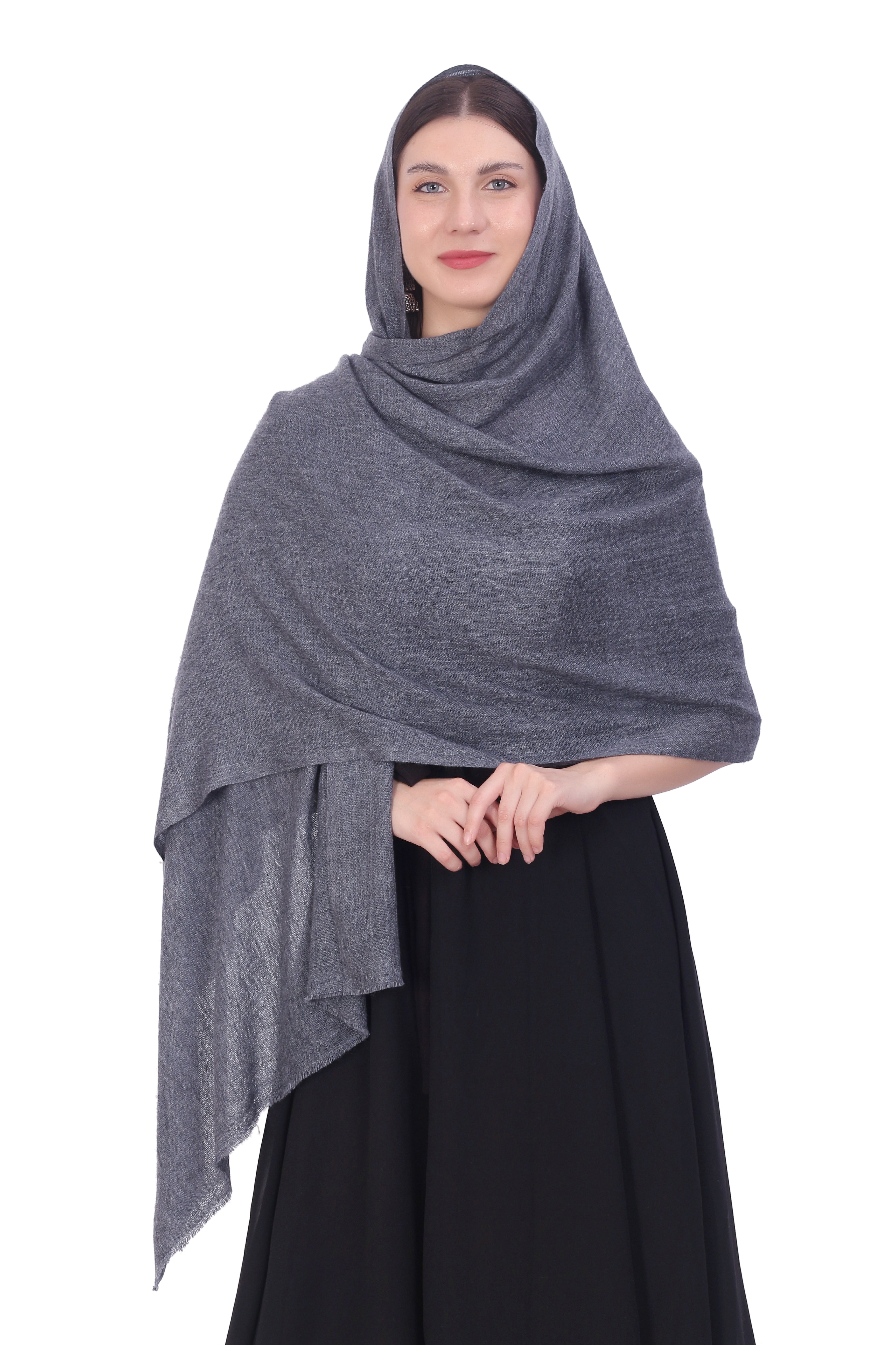 Pashvilas Unisex Solid Cashmere Wool Scarf Charcoal Color