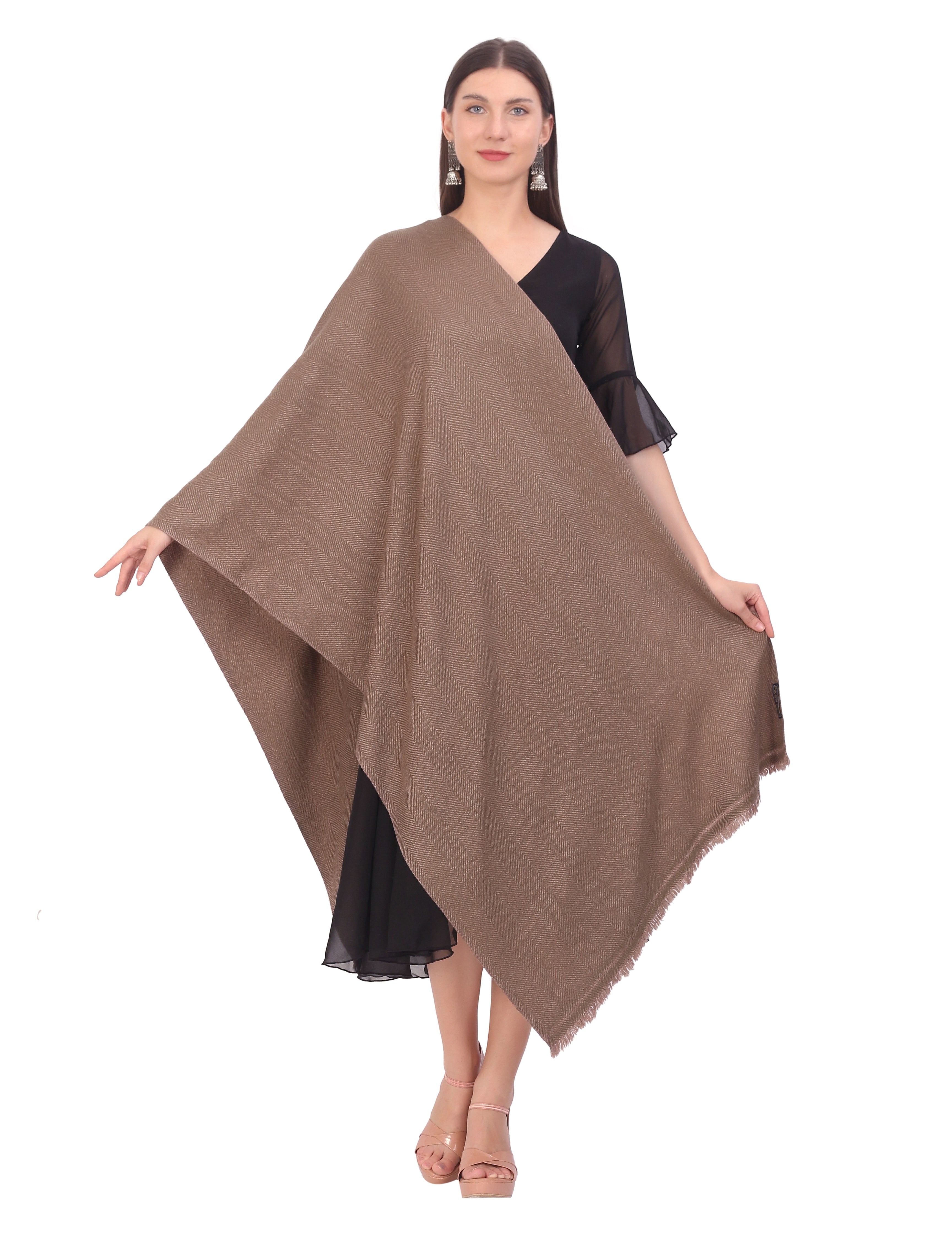 Pash Vilas Unisex Dyed Harringbone Design Cashmere Fine wool Scarf Soft Warm Toush Color