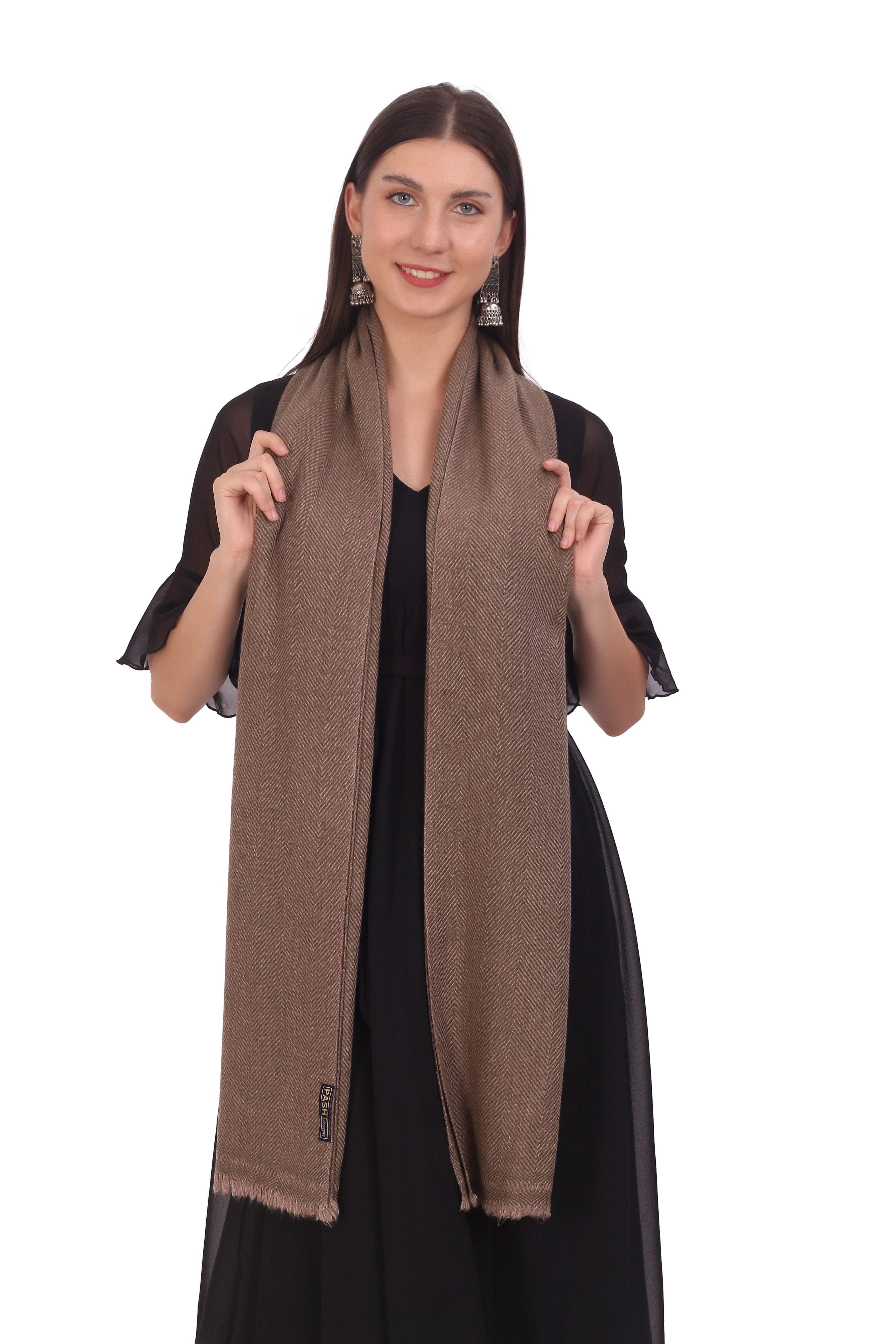 Pash Vilas Unisex Dyed Harringbone Design Cashmere Fine wool Scarf Soft Warm Toush Color