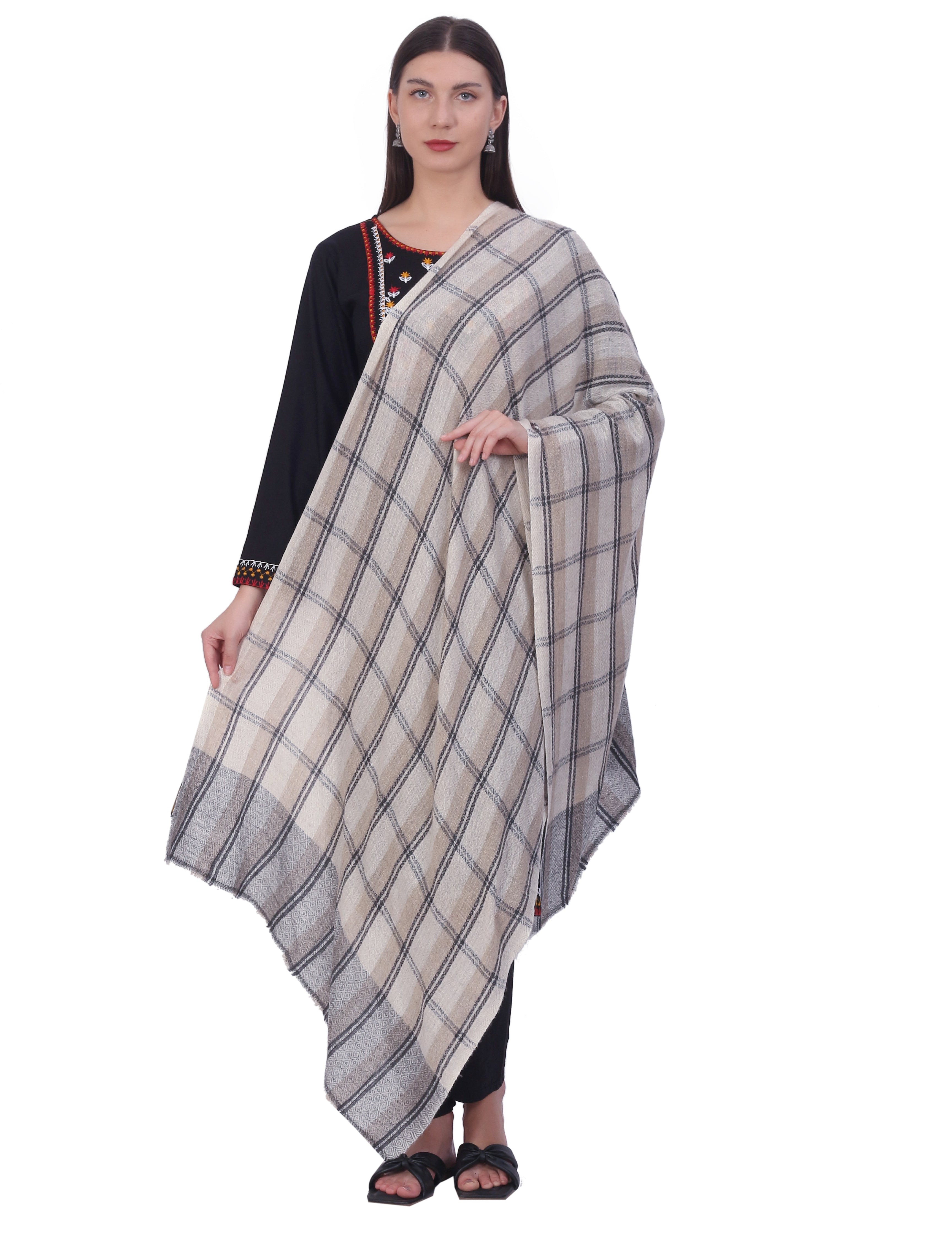 Pashvilas Unisex Designer Cashmere Fine wool Scarf Soft Warm Lightweight Checkered color
