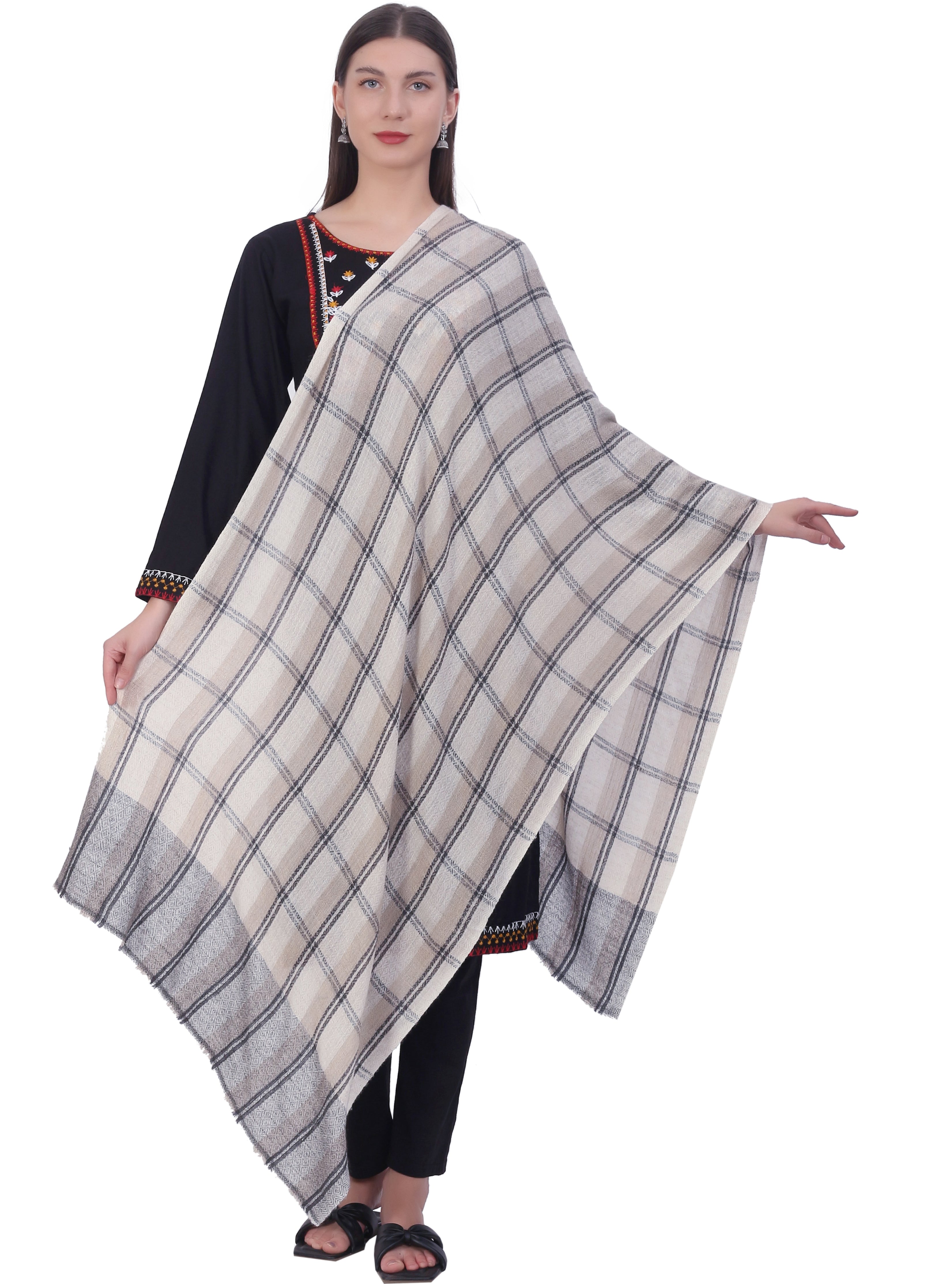 Pashvilas Unisex Designer Cashmere Fine wool Scarf Soft Warm Lightweight Checkered color