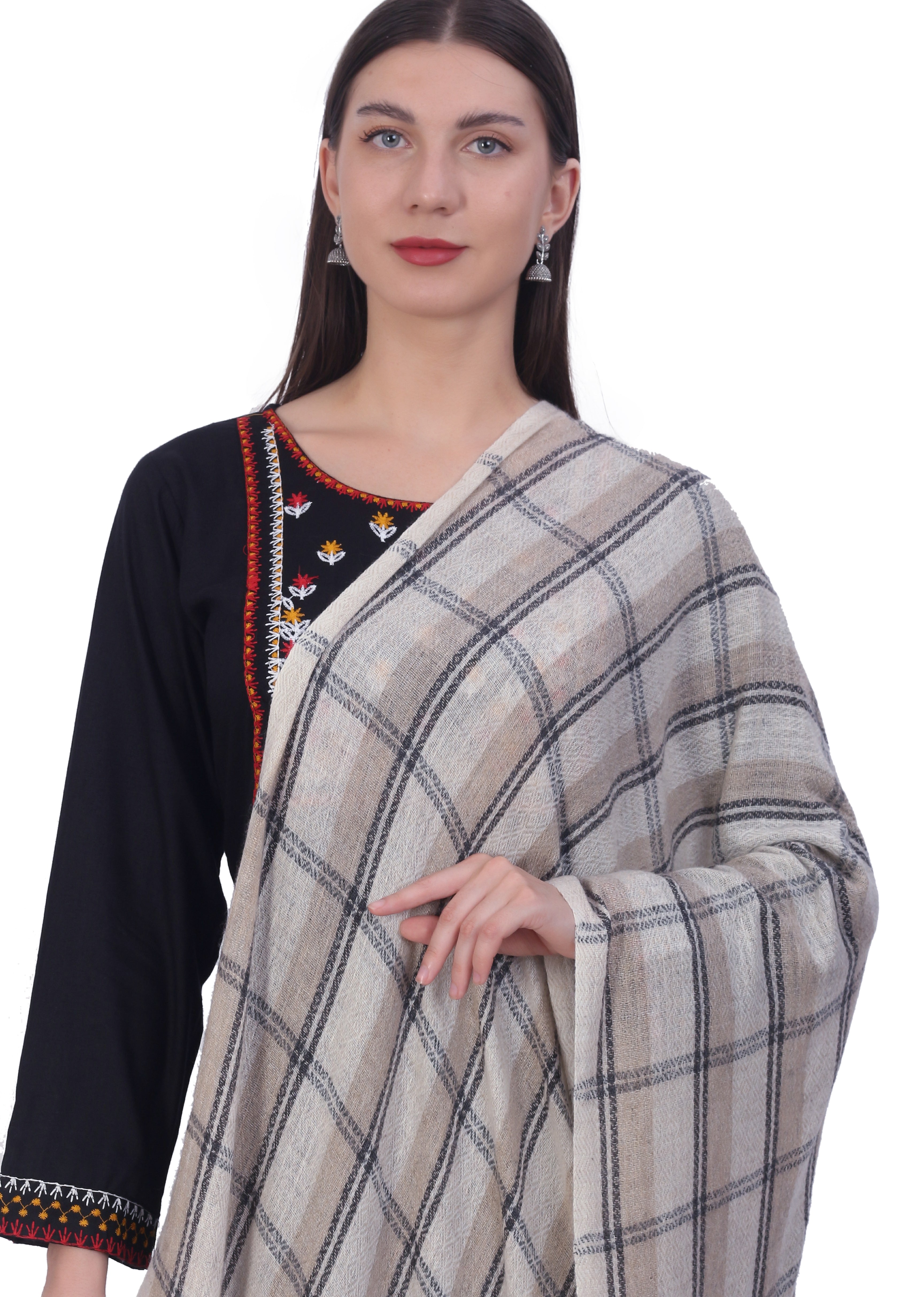 Pashvilas Unisex Designer Cashmere Fine wool Scarf Soft Warm Lightweight Checkered color