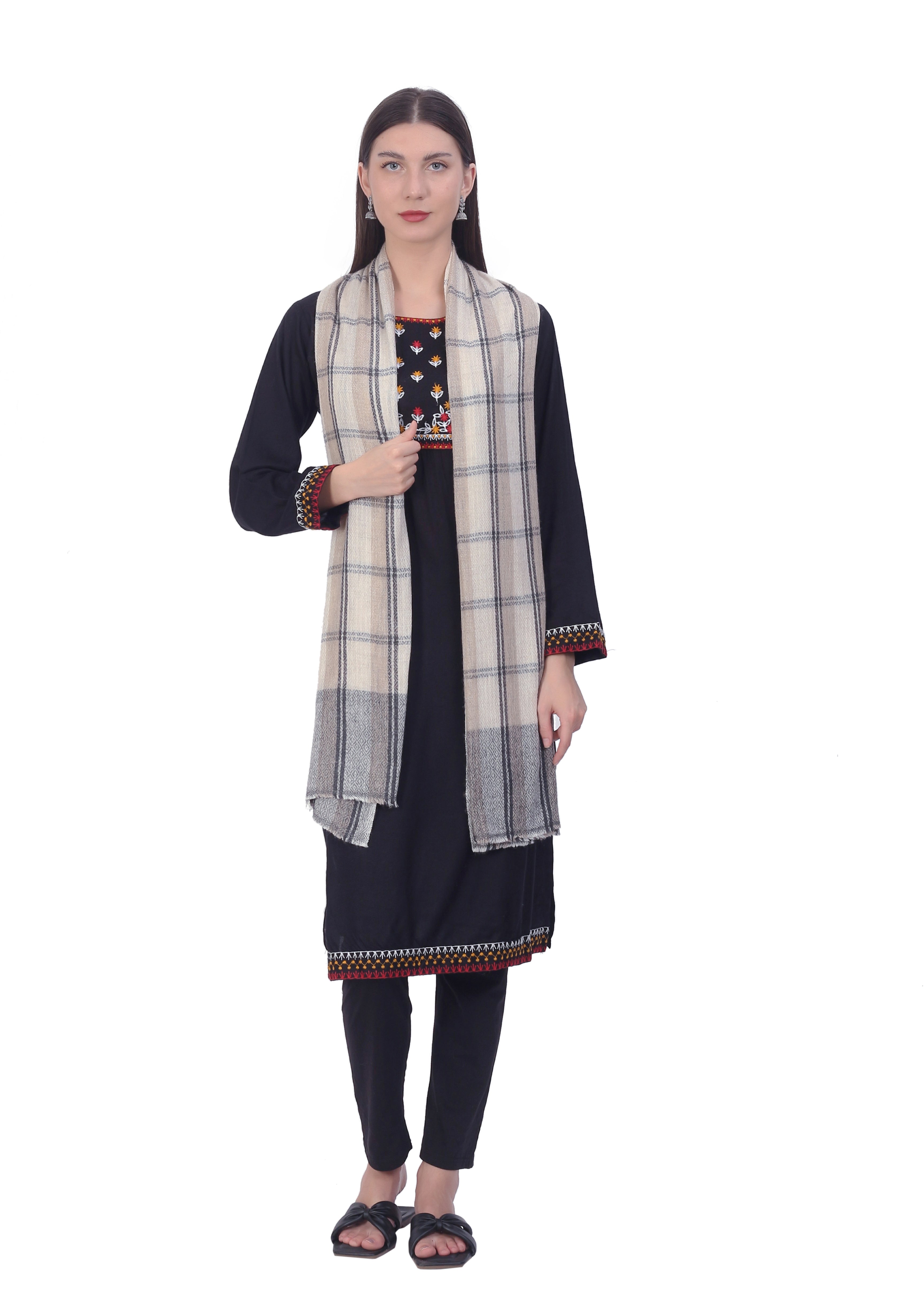 Pashvilas Unisex Designer Cashmere Fine wool Scarf Soft Warm Lightweight Checkered color