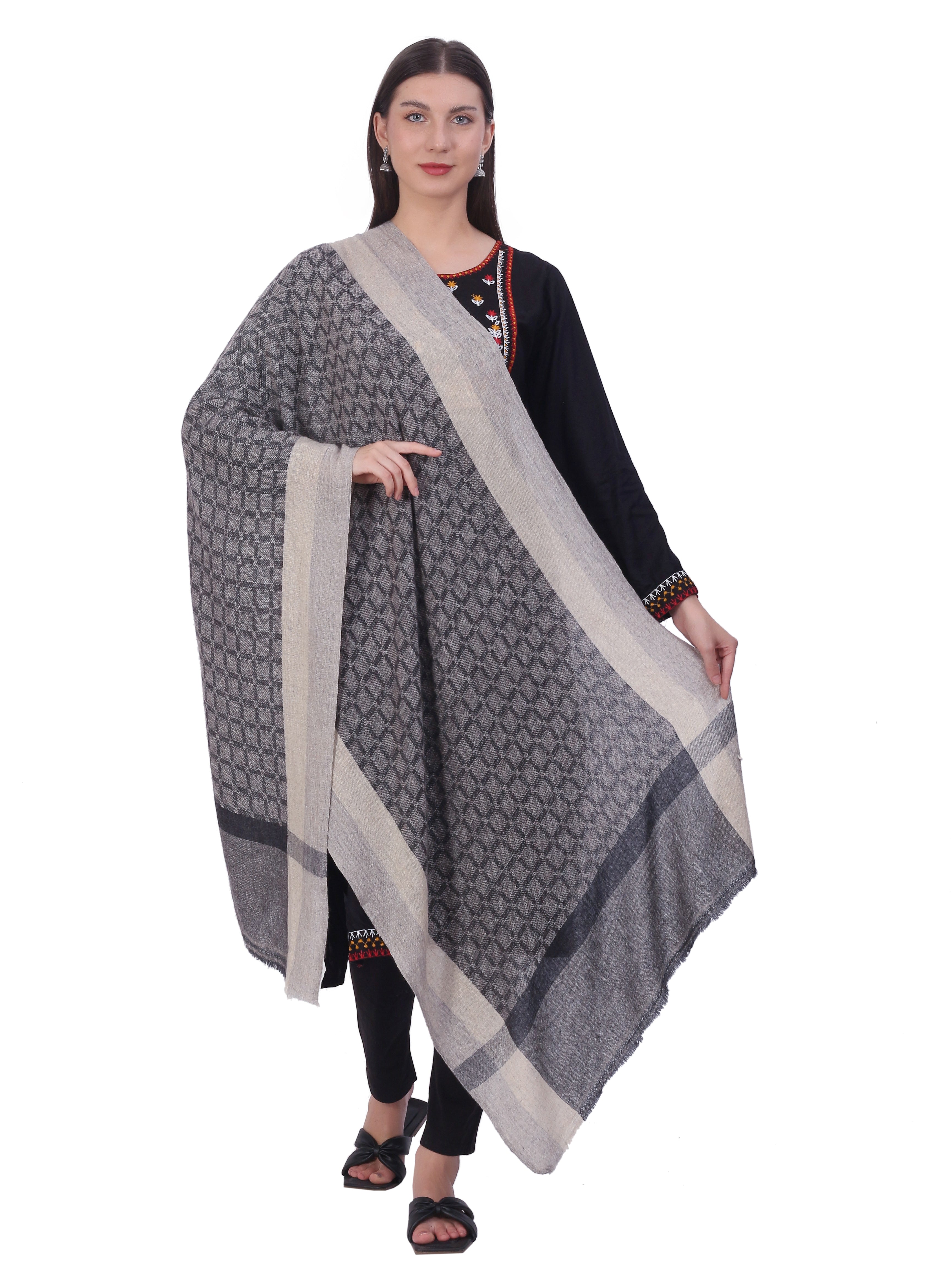 Pashvilas Unisex Designer Cashmere Fine wool Scarf Soft Warm Lightweight  Gray Color