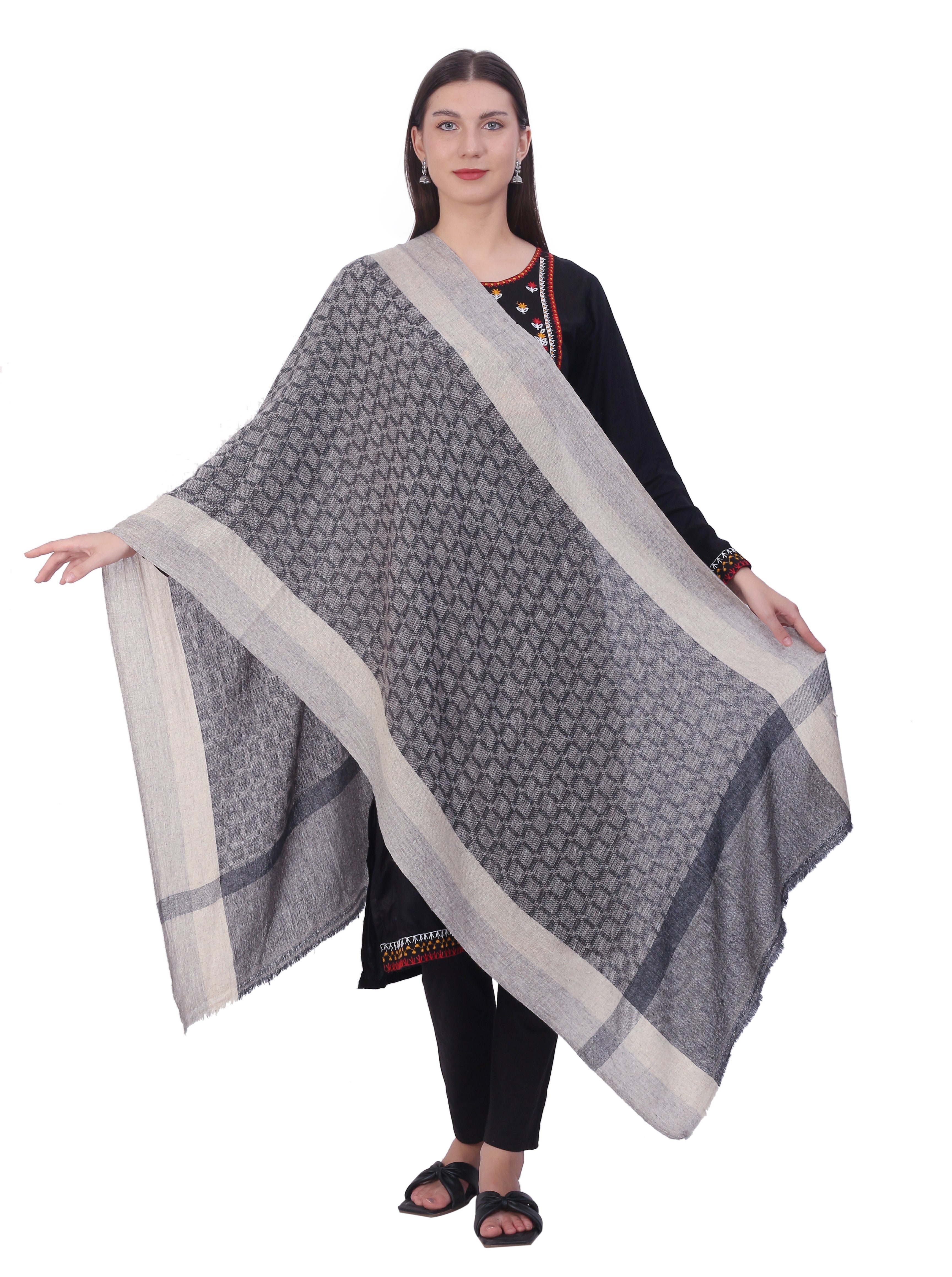 Pashvilas Unisex Designer Cashmere Fine wool Scarf Soft Warm Lightweight  Gray Color