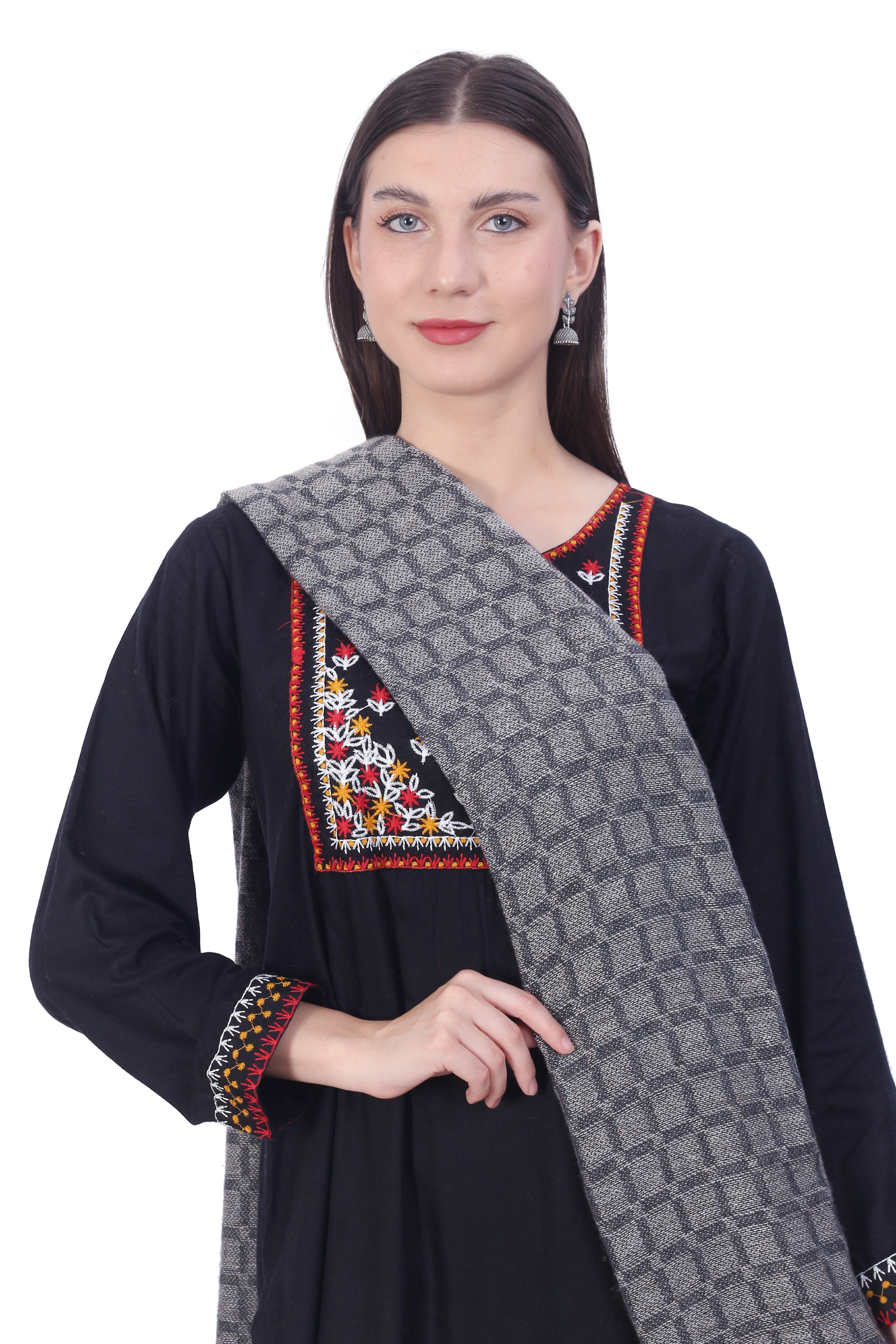 Pashvilas Unisex Designer Cashmere Fine wool Scarf Soft Warm Lightweight  Gray Color