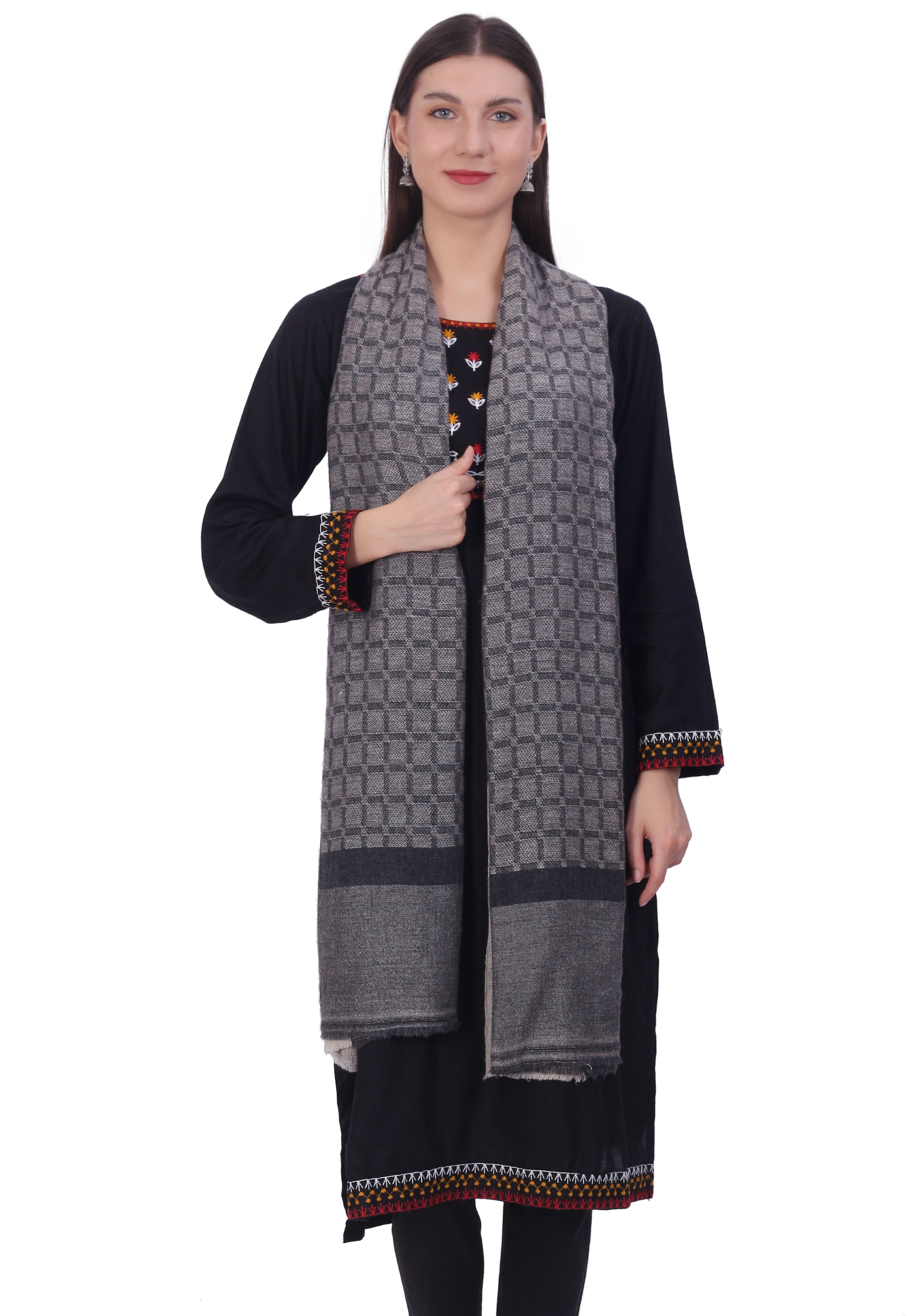 Pashvilas Unisex Designer Cashmere Fine wool Scarf Soft Warm Lightweight  Gray Color