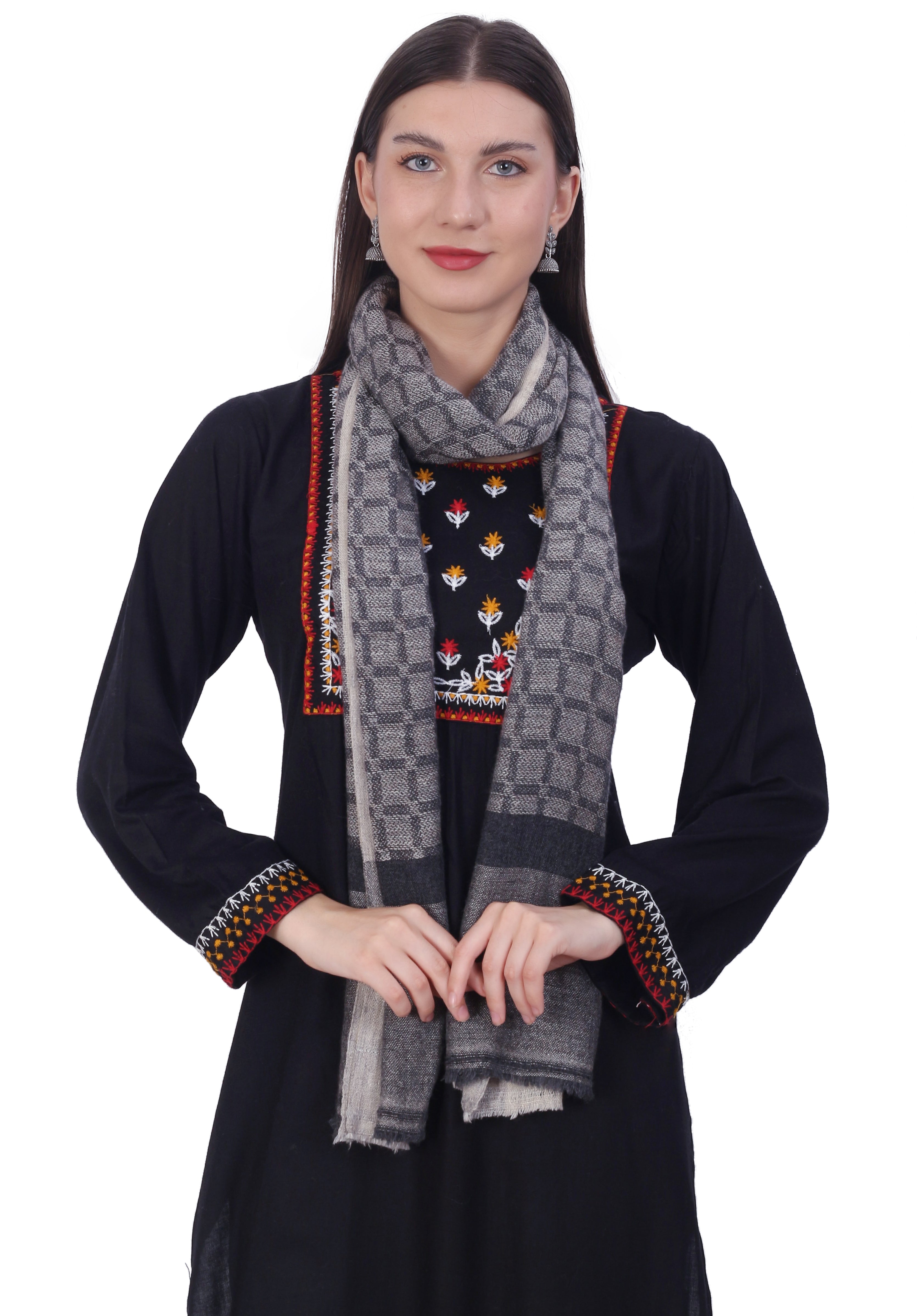 Pashvilas Unisex Designer Cashmere Fine wool Scarf Soft Warm Lightweight  Gray Color