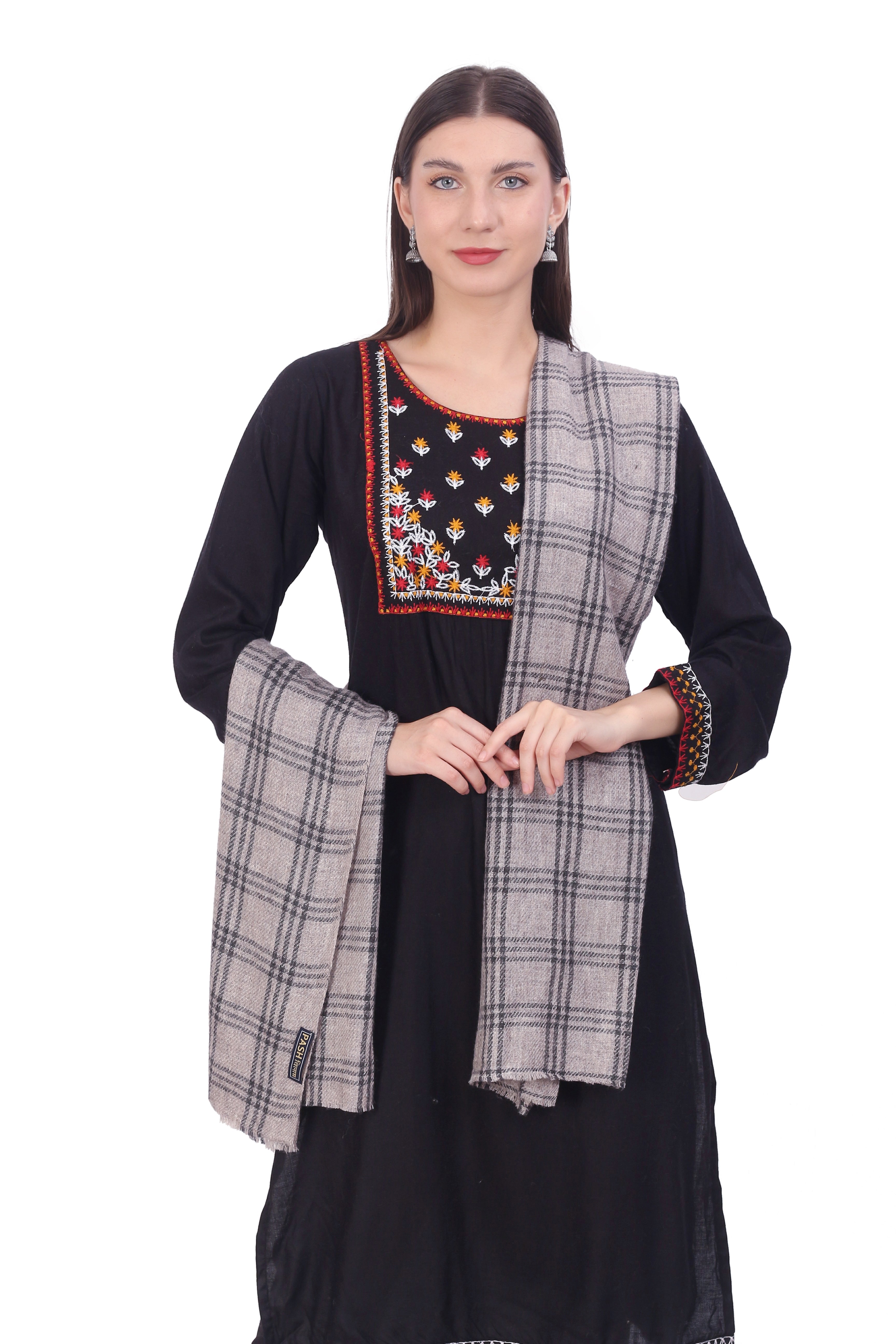 Pashvilas Unisex Designer Cashmere Fine wool Scarf Soft Warm Lightweight Pale Silver Color