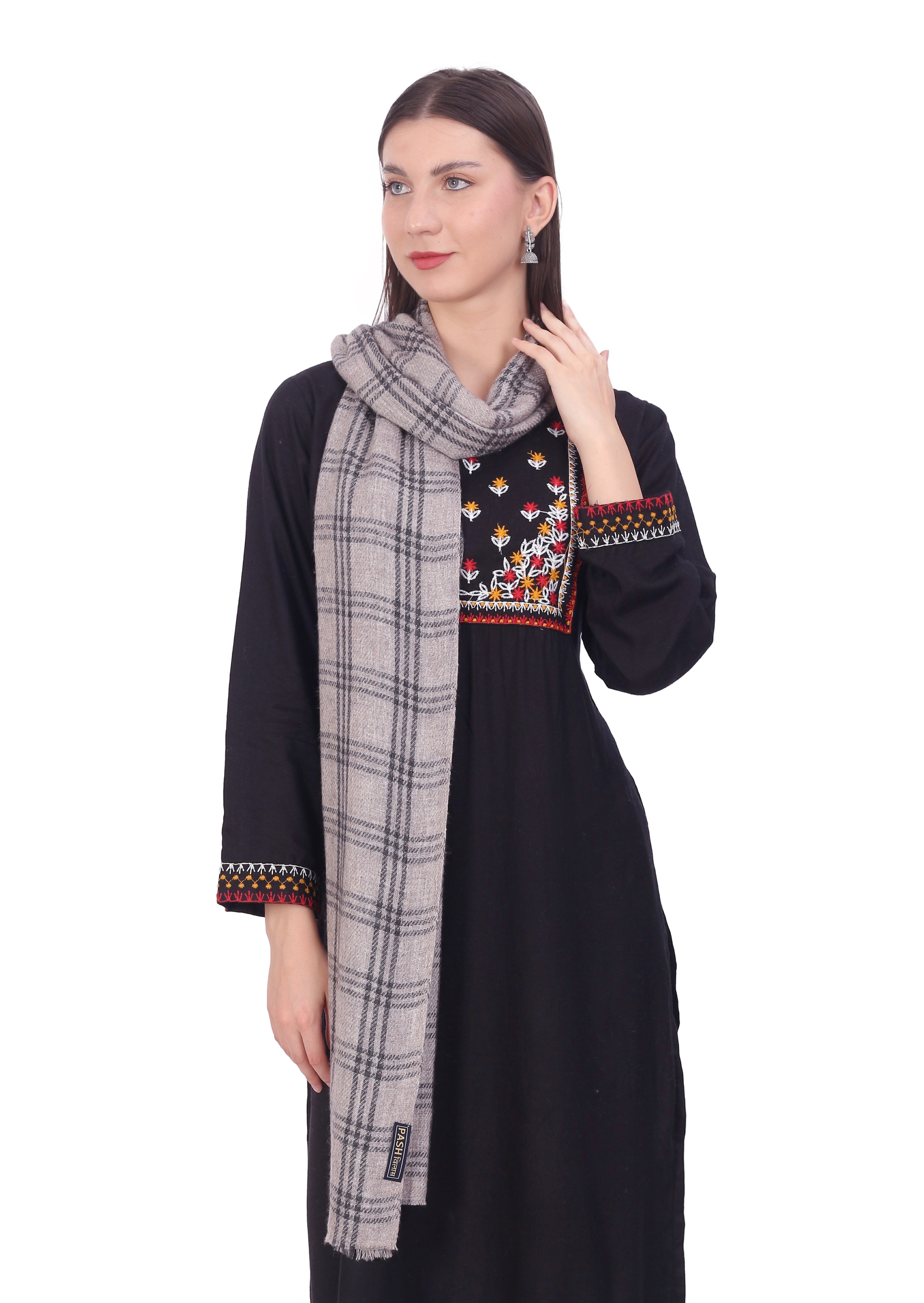 Pashvilas Unisex Designer Cashmere Fine wool Scarf Soft Warm Lightweight Pale Silver Color