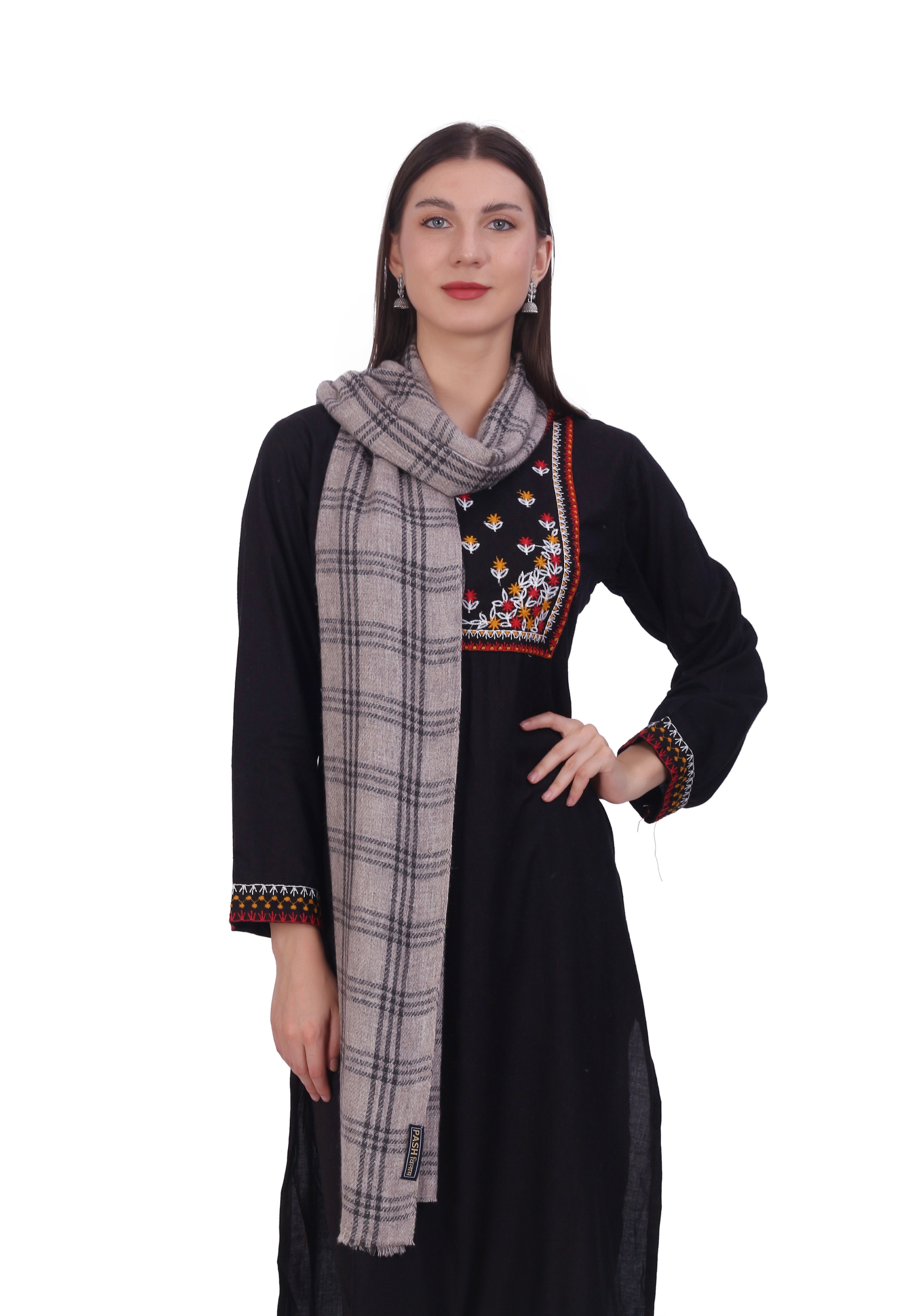 Pashvilas Unisex Designer Cashmere Fine wool Scarf Soft Warm Lightweight Pale Silver Color