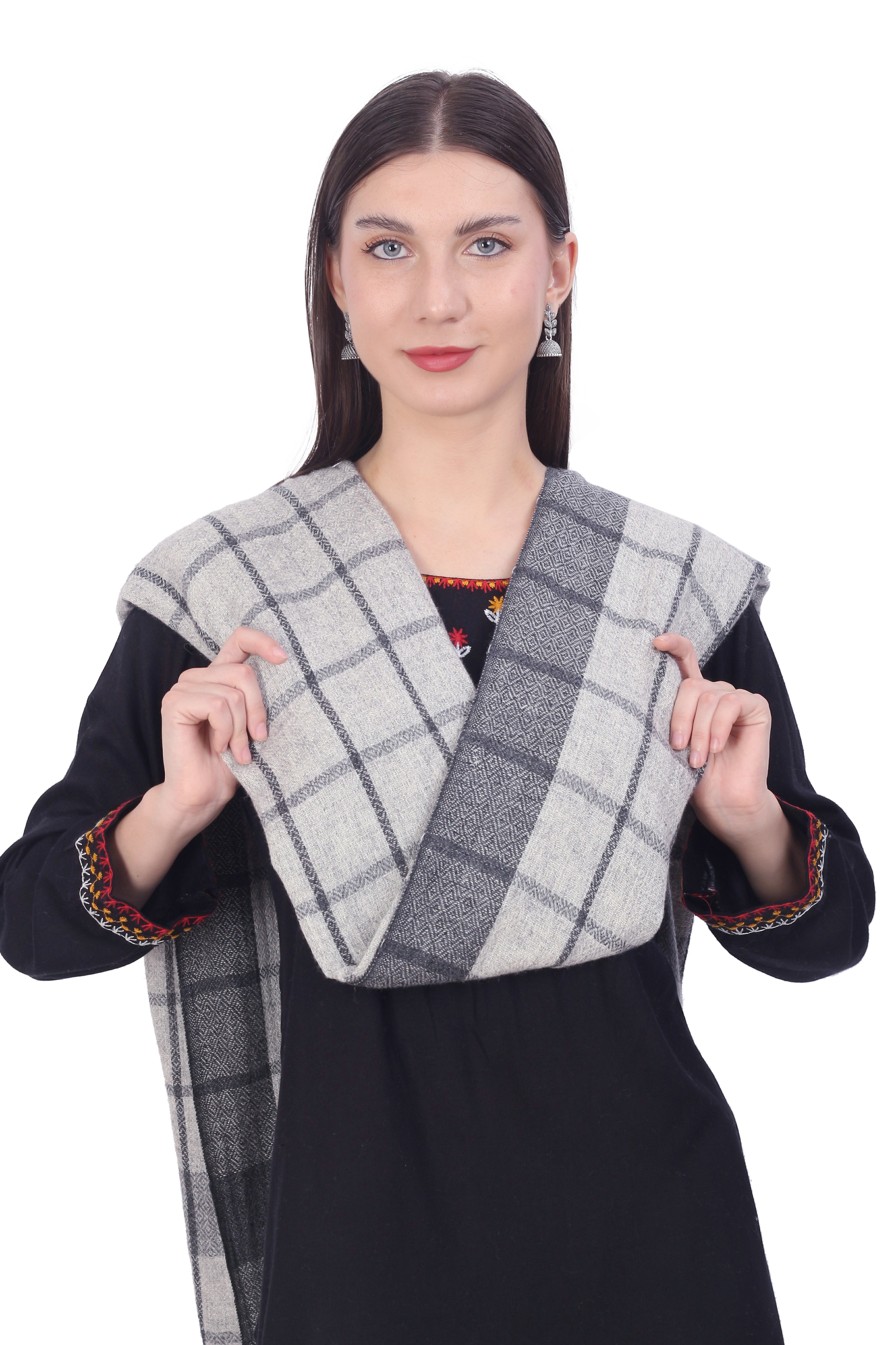 Pashvilas Unisex Designer Cashmere Fine wool Scarf Soft Warm American Silver Color