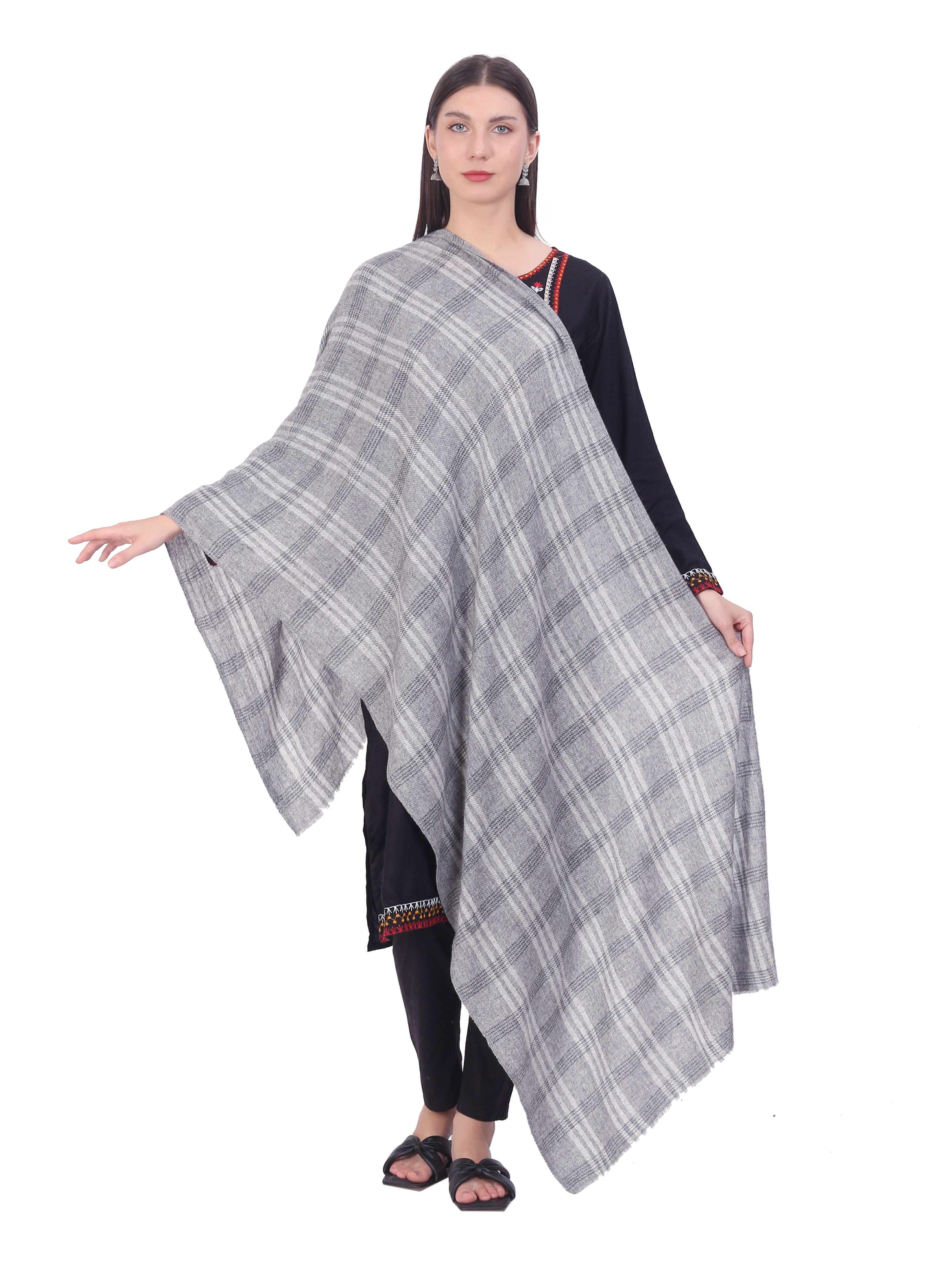 Pashvilas Unisex Designer Cashmere Fine wool Scarf Soft Warm Lightweight Silver color