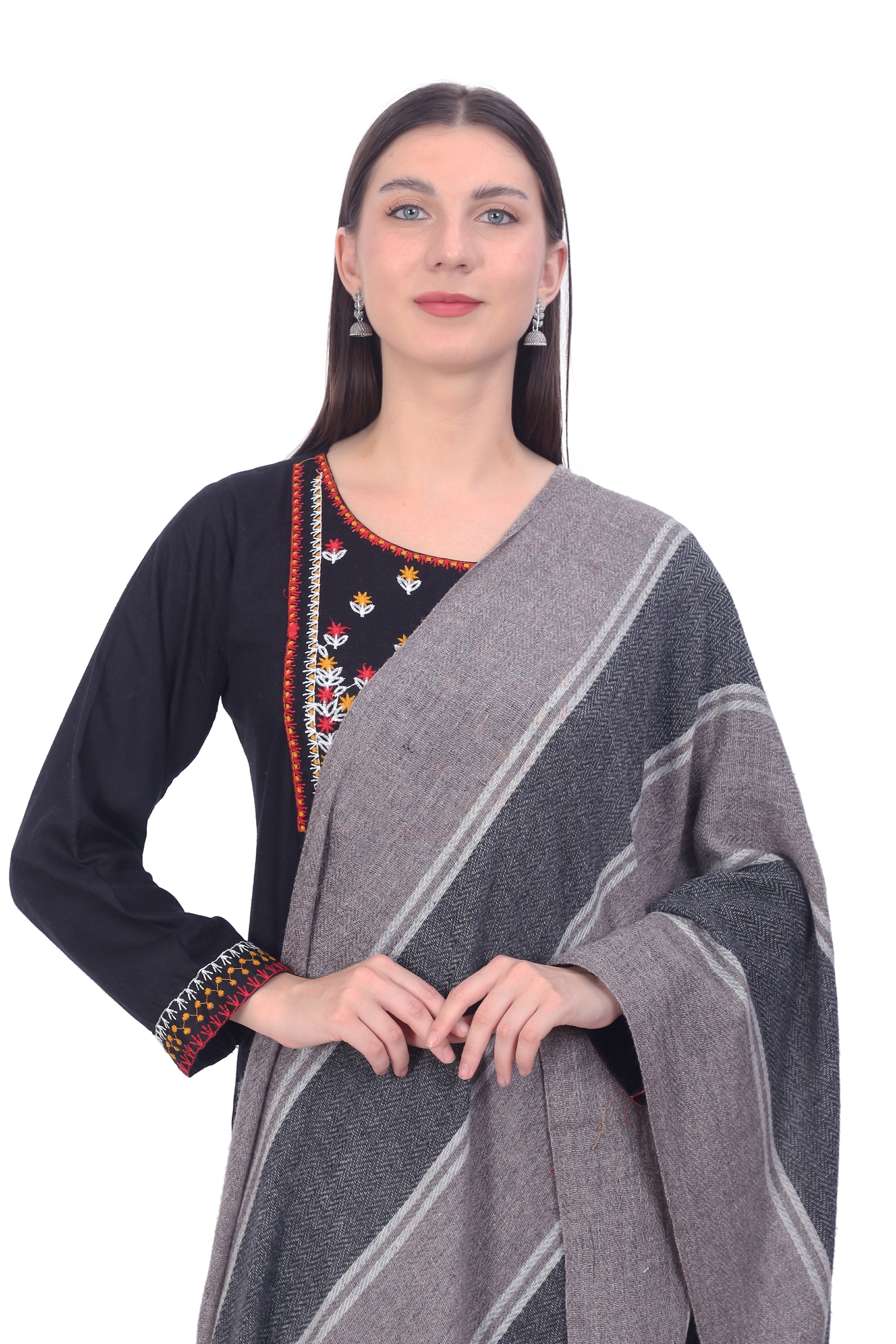 Pashvilas Unisex Designer Cashmere Fine wool Scarf Soft Warm Lightweight Heliotrope Gray Color