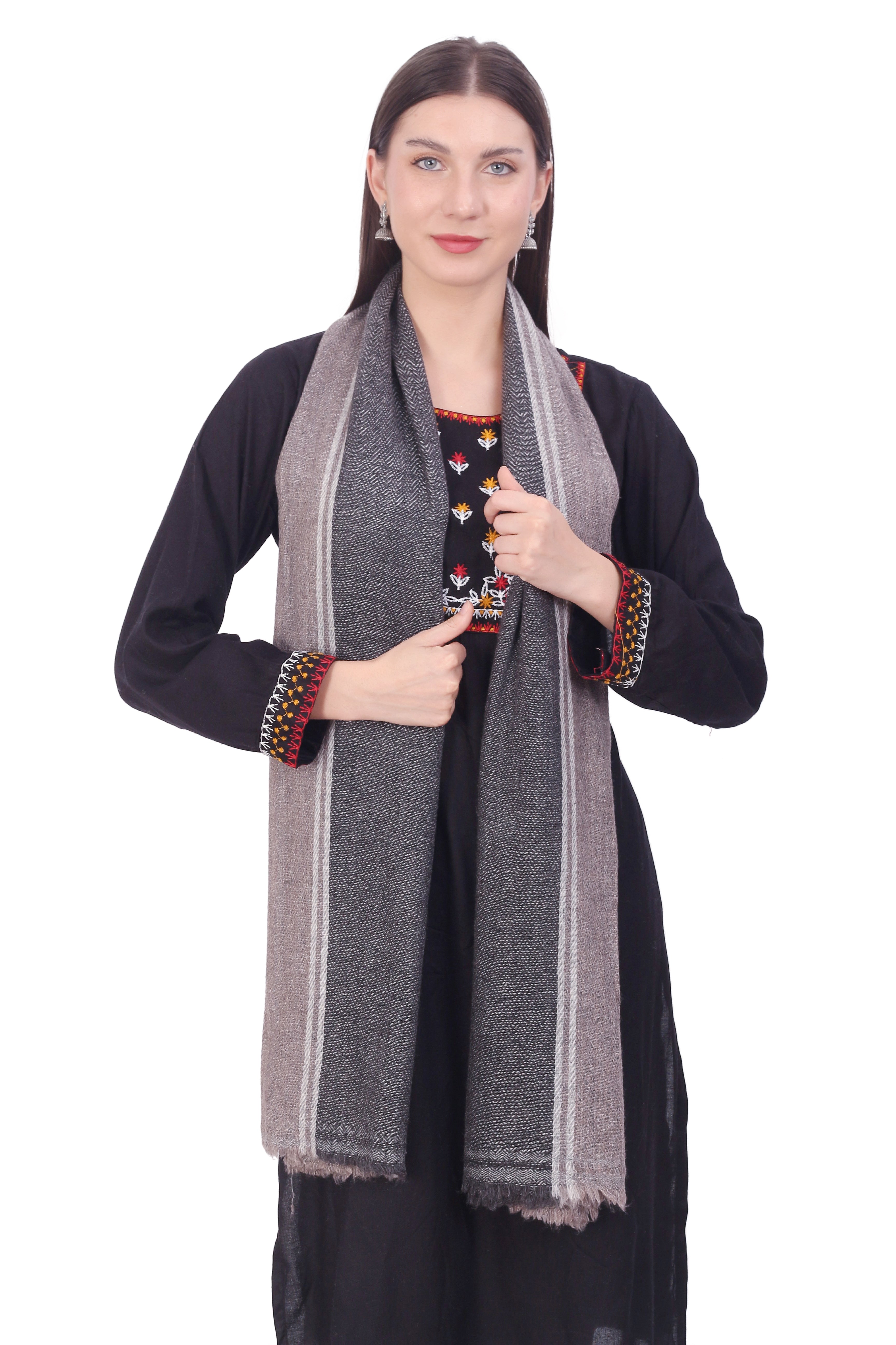 Pashvilas Unisex Designer Cashmere Fine wool Scarf Soft Warm Lightweight Heliotrope Gray Color