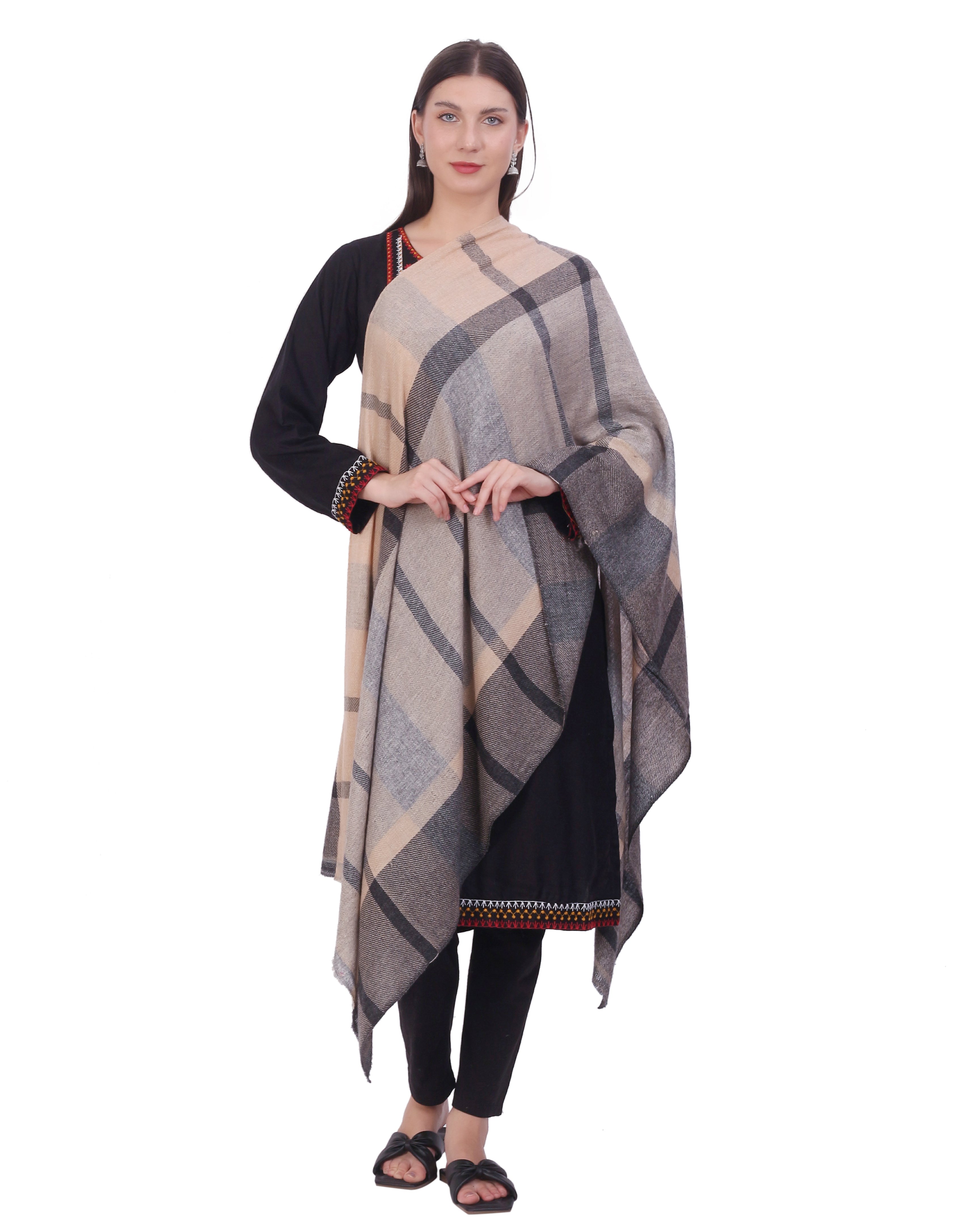 Pashvilas Unisex Designer Cashmere Fine wool Scarf Soft Warm Lightweight Dust Storm Color
