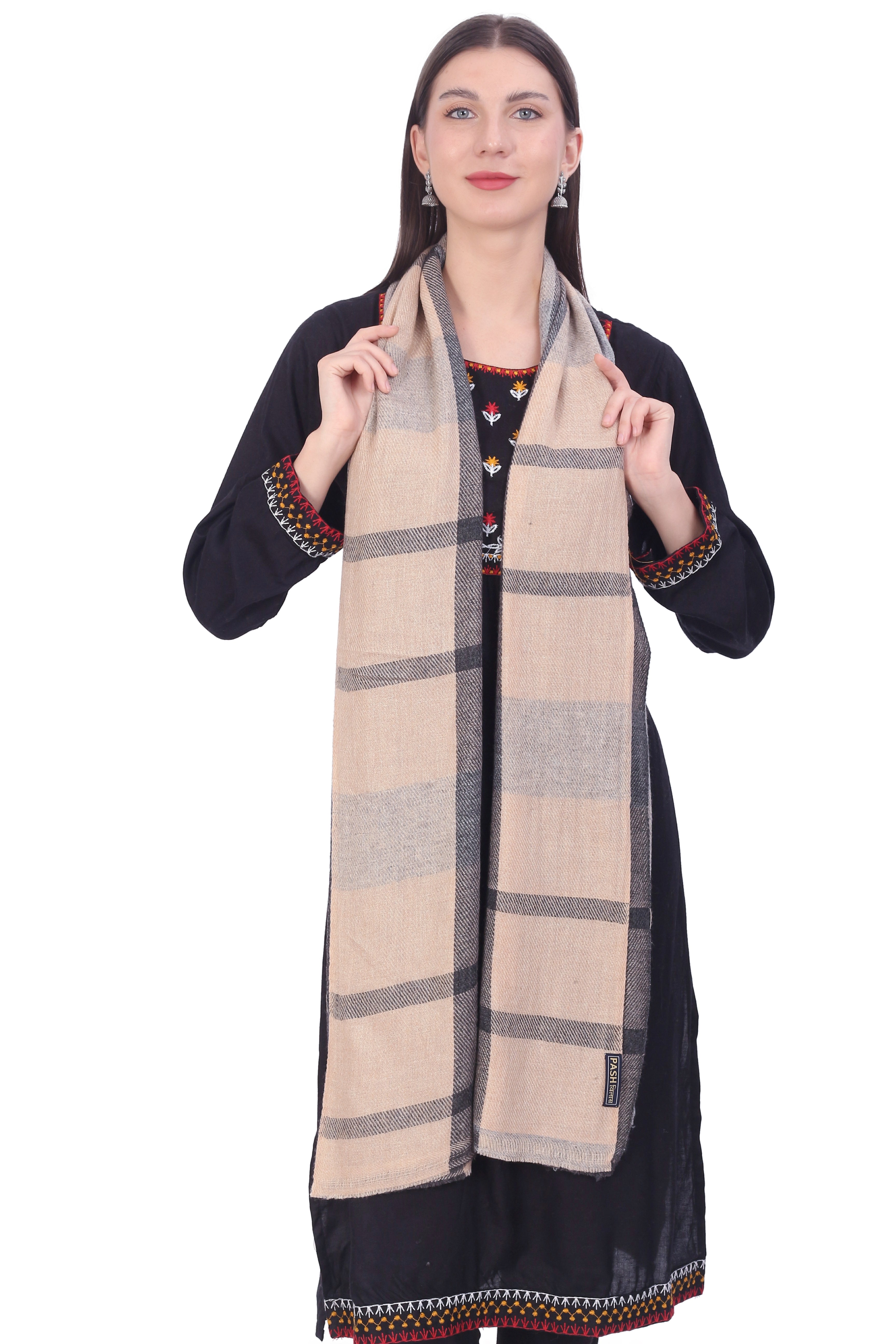 Pashvilas Unisex Designer Cashmere Fine wool Scarf Soft Warm Lightweight Dust Storm Color