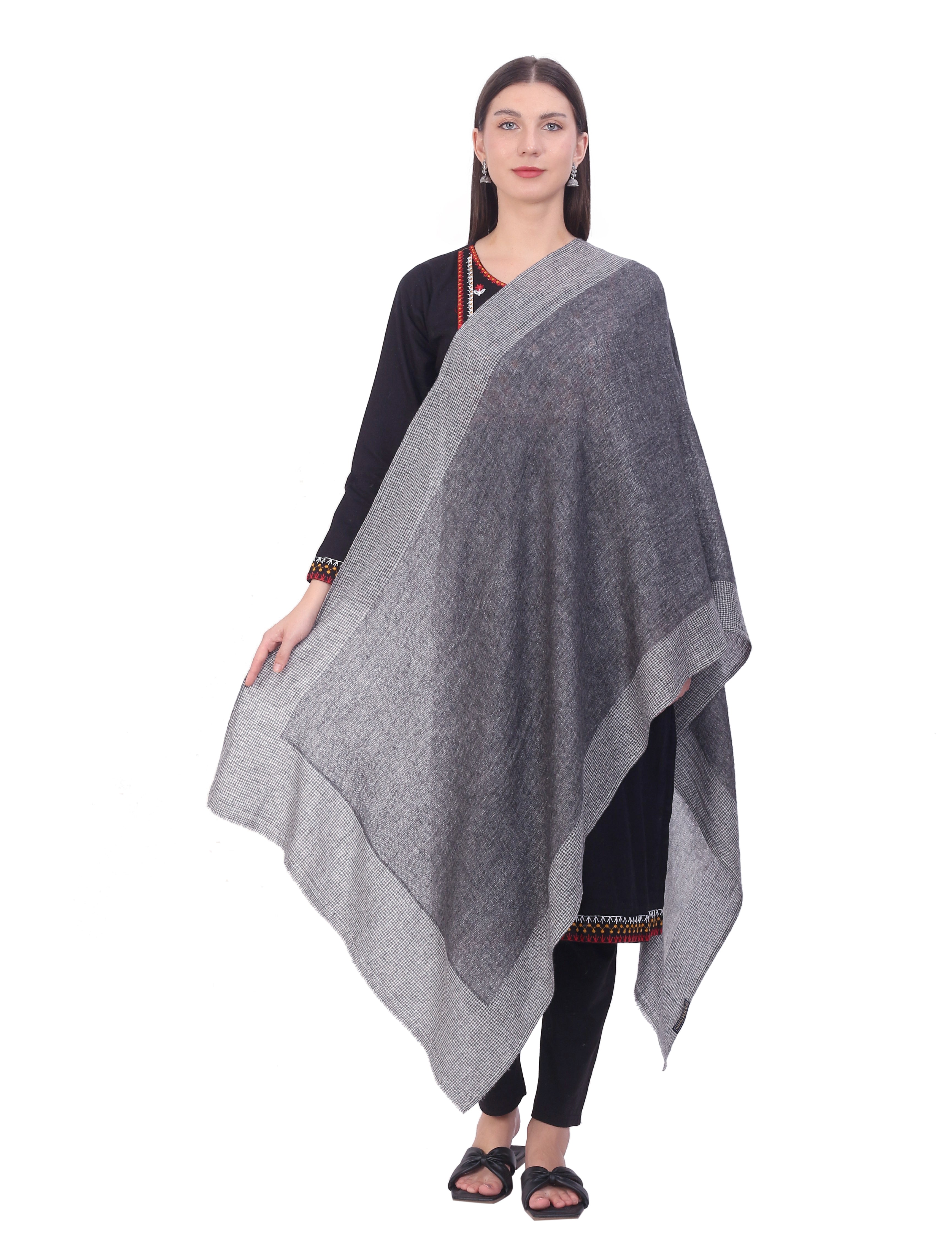 Pashvilas Unisex Designer Cashmere Fine wool Scarf Soft Warm Lightweight Dark Gray color