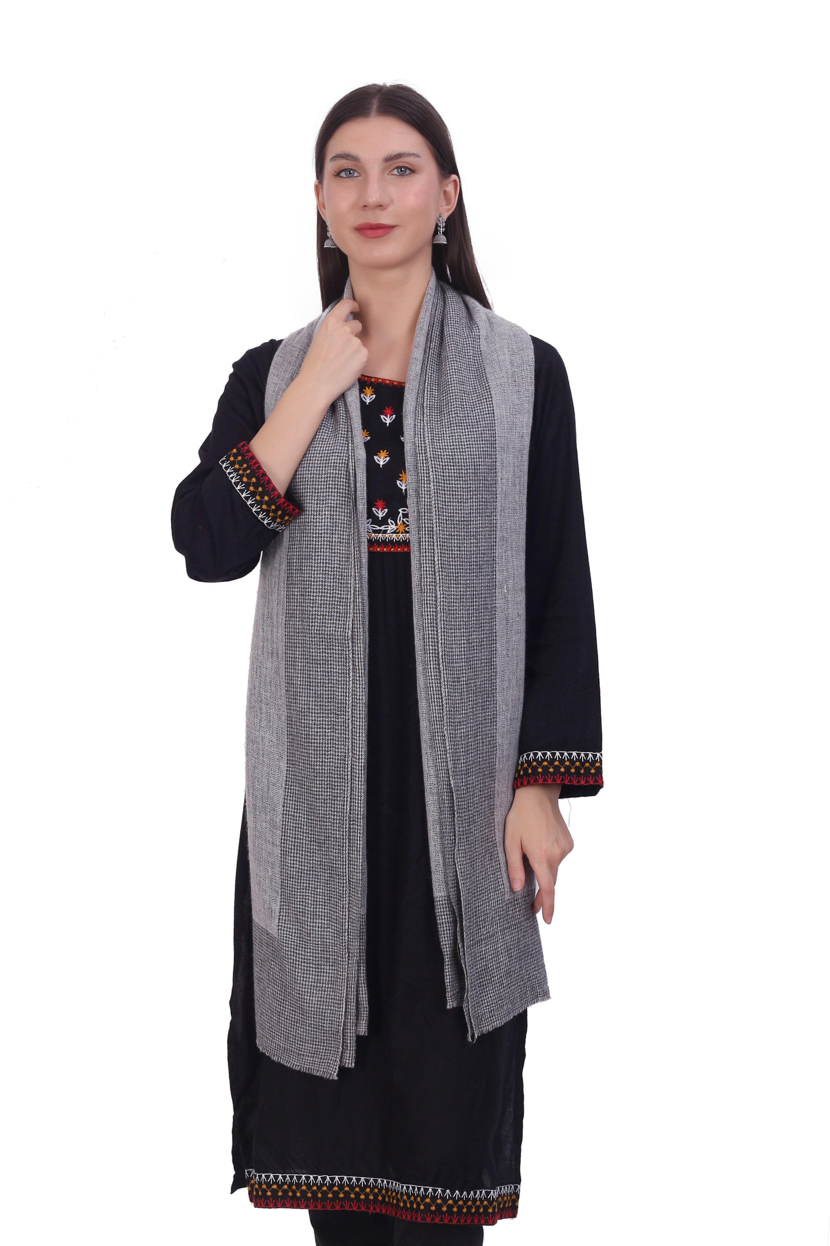 Pashvilas Unisex Designer Cashmere Fine wool Scarf Soft Warm Lightweight Dark Gray color