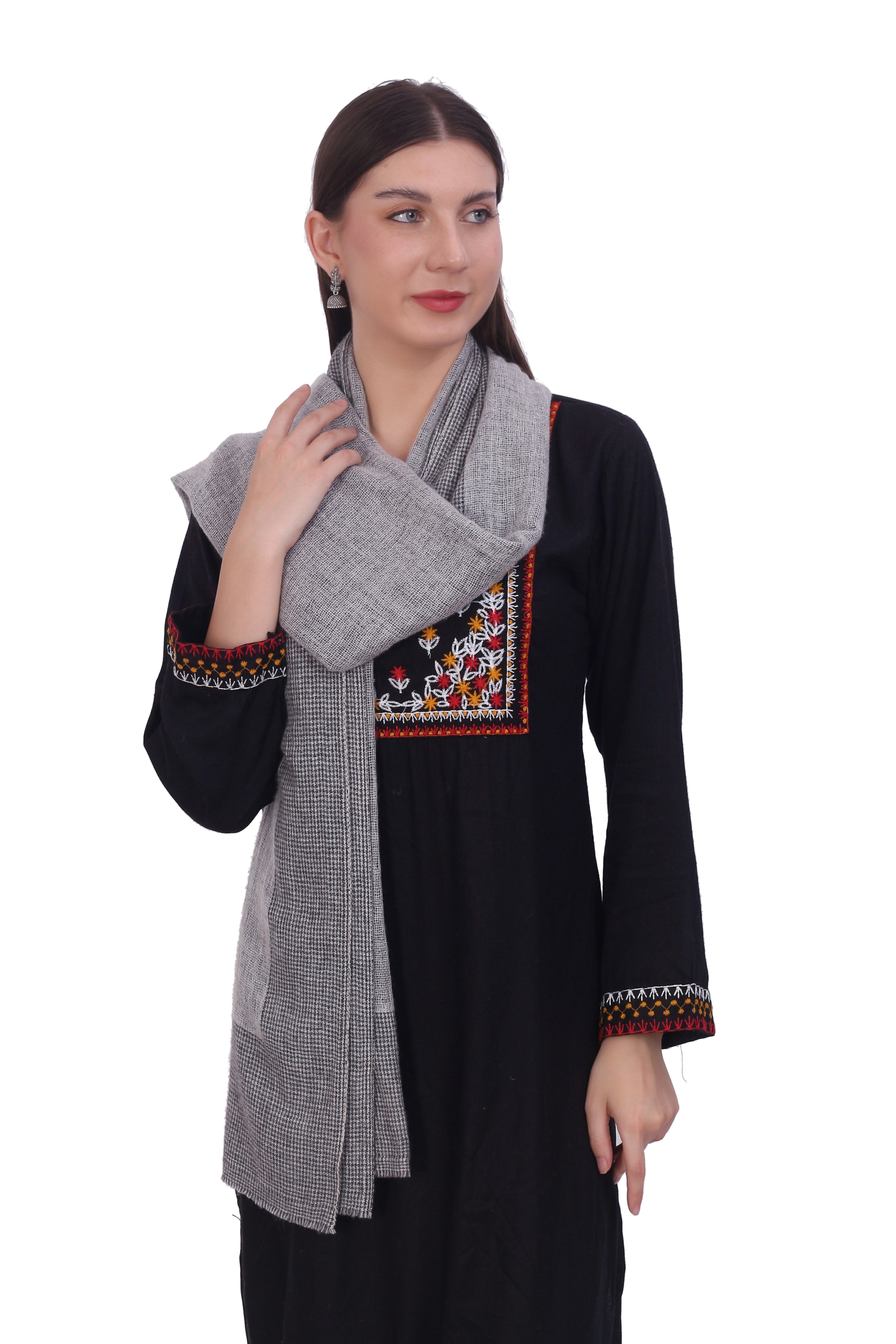 Pashvilas Unisex Designer Cashmere Fine wool Scarf Soft Warm Lightweight Dark Gray color