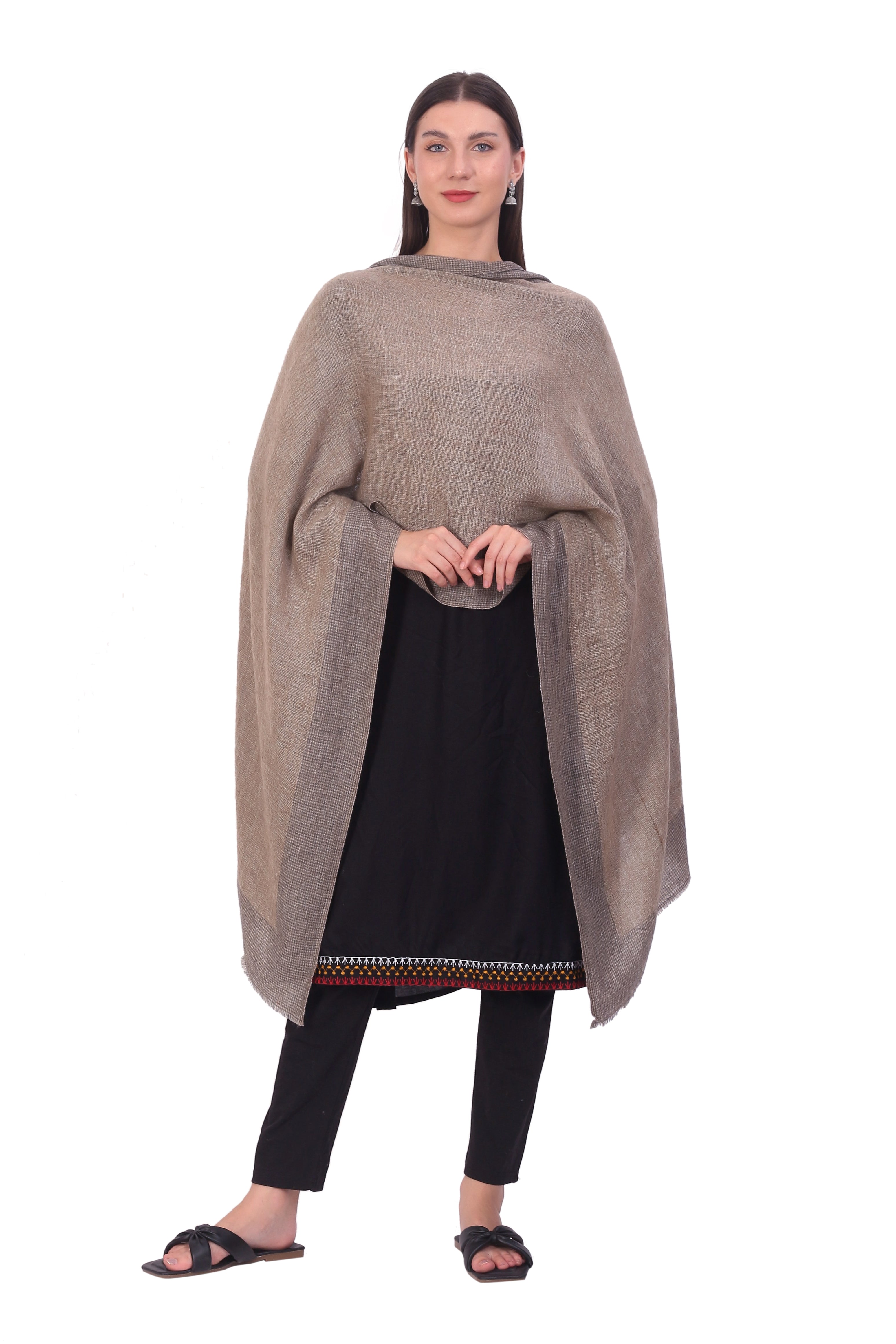 Pashvilas Unisex Designer Cashmere Fine wool Scarf Soft Warm Lightweight Grullo Color