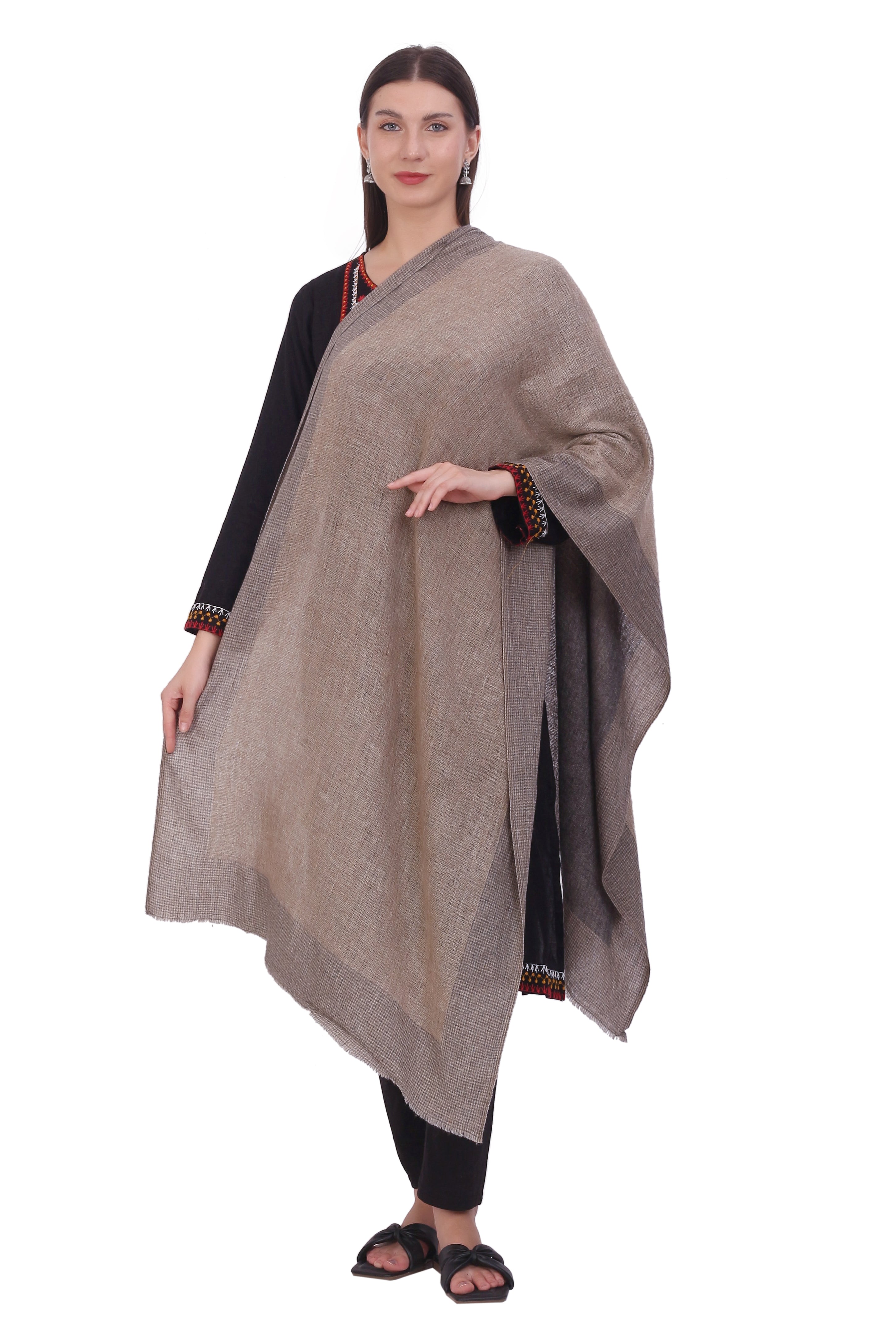 Pashvilas Unisex Designer Cashmere Fine wool Scarf Soft Warm Lightweight Grullo Color