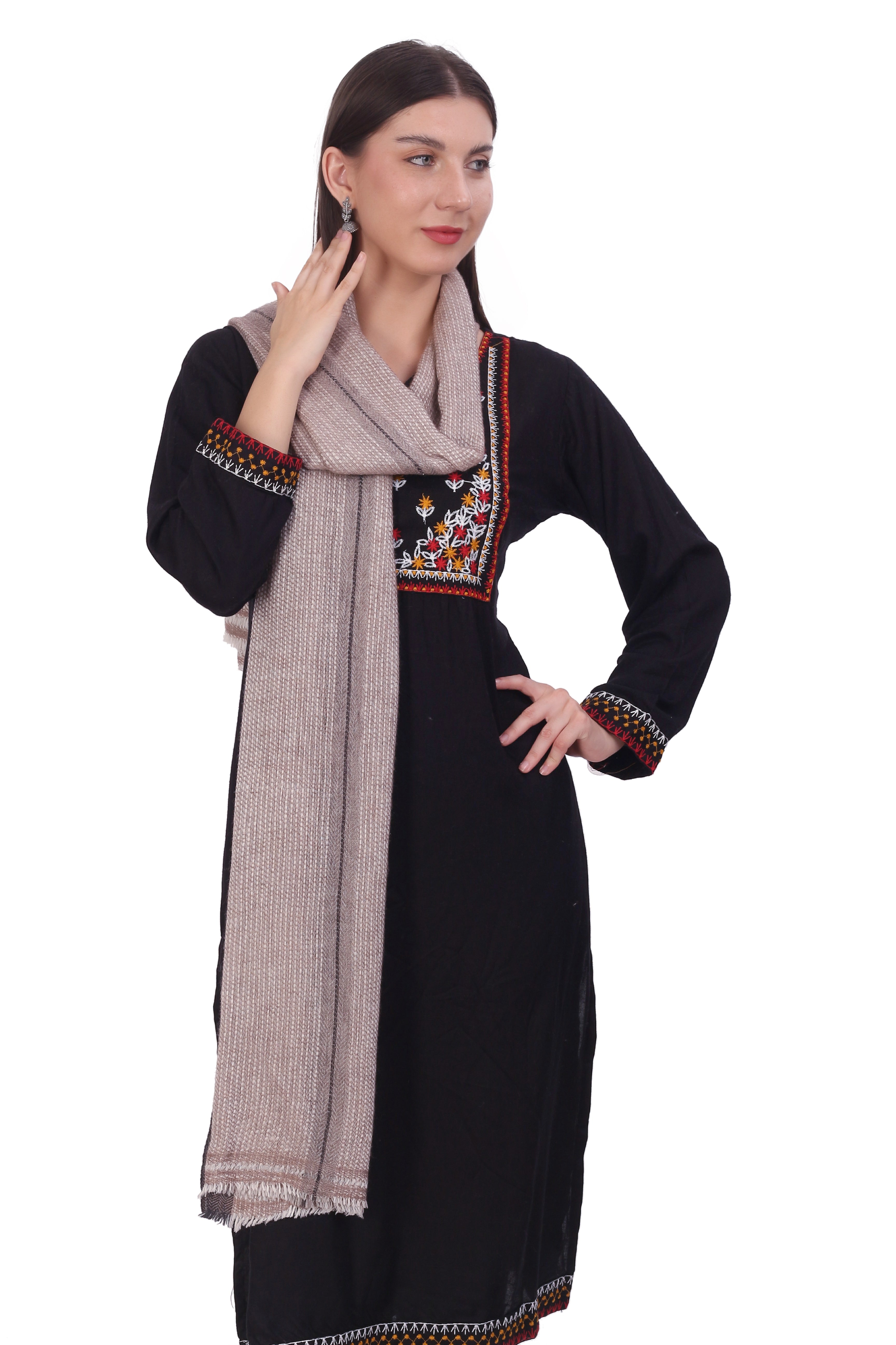 Pashvilas Unisex Designer Cashmere Fine wool Scarf Soft Warm Lightweight Grullo color