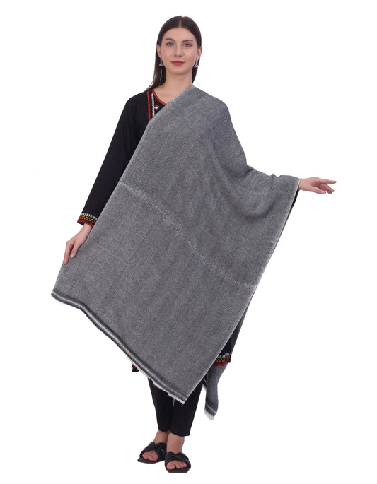 Pash Vilas Unisex Harringbone Design Cashmere Fine wool Scarf Soft Warm Gray Color