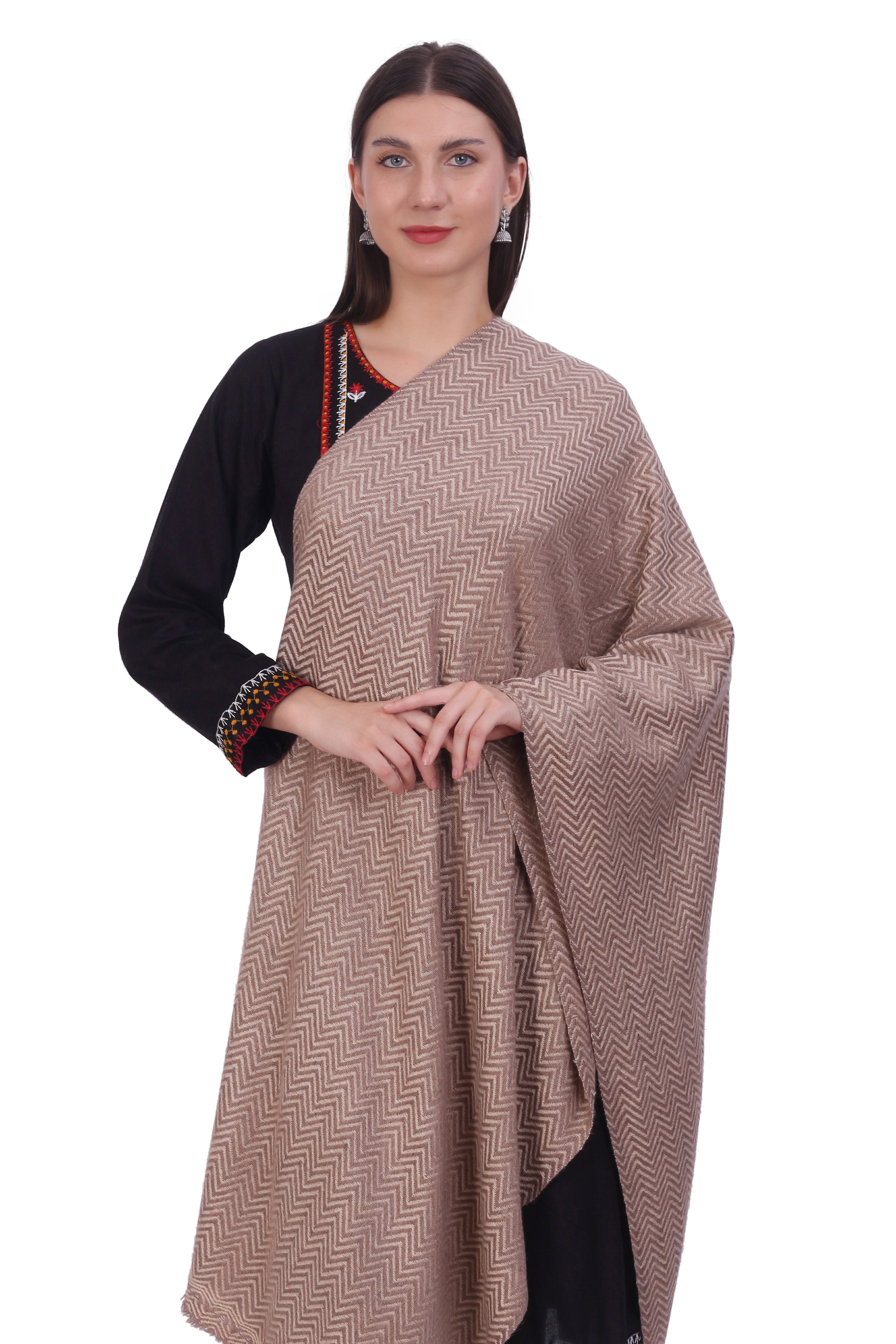 Pash Vilas Unisex Fishbone Design Cashmere Fine wool Scarf Soft Warm Denim Blue Color