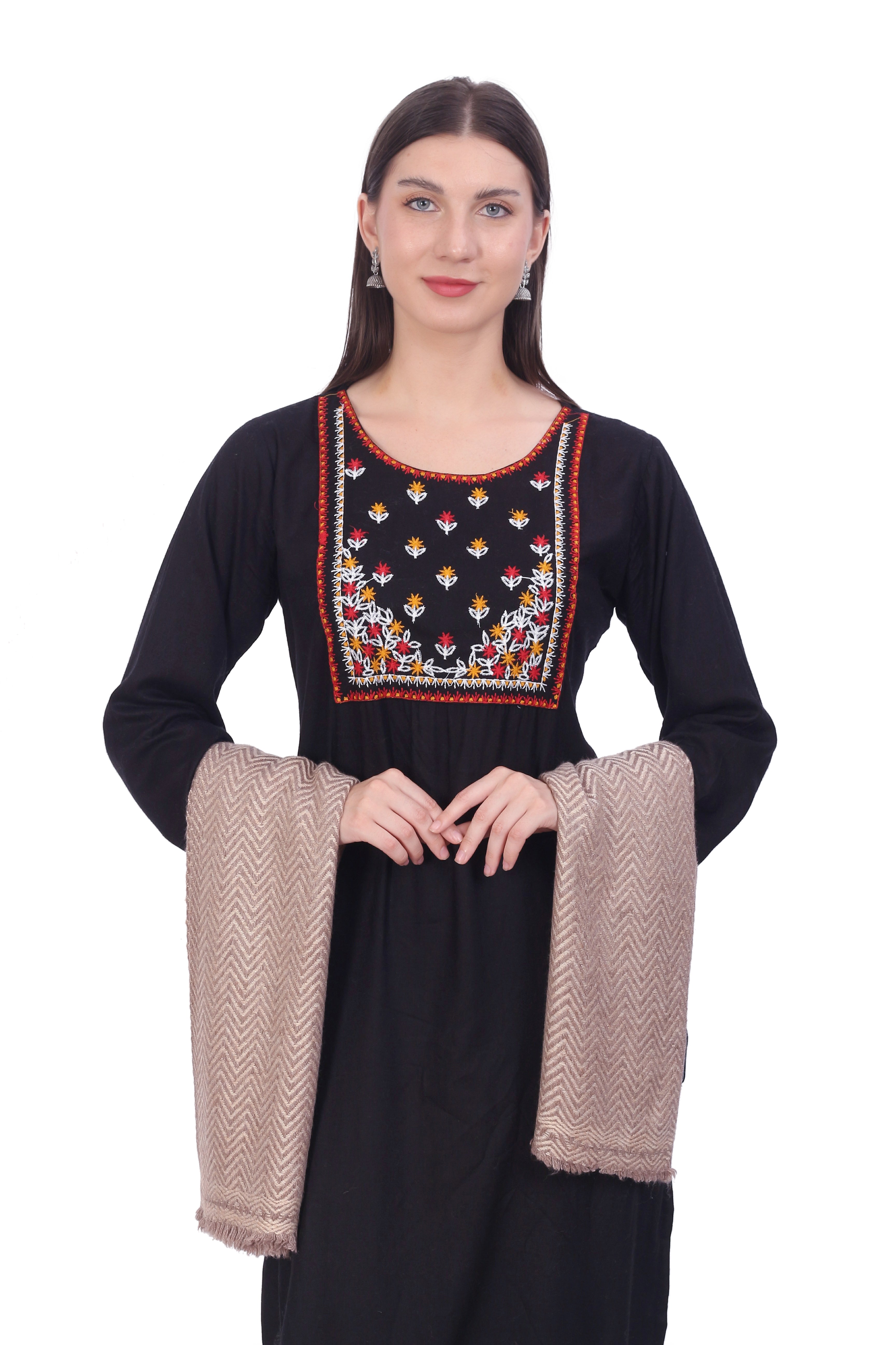 Pash Vilas Unisex Fishbone Design Cashmere Fine wool Scarf Soft Warm Denim Blue Color