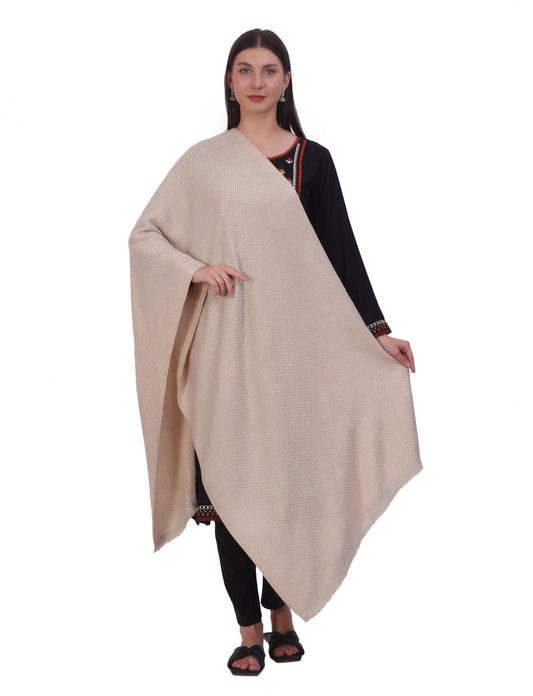 Pash Vilas Unisex Fishbone Design Cashmere Fine wool Scarf Soft Warm BEIGE Color