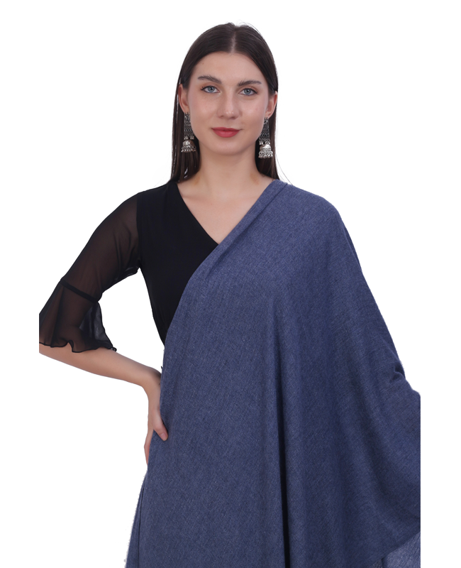 Pashvilas Unisex Solid Cashmere Wool Scarf Navy color