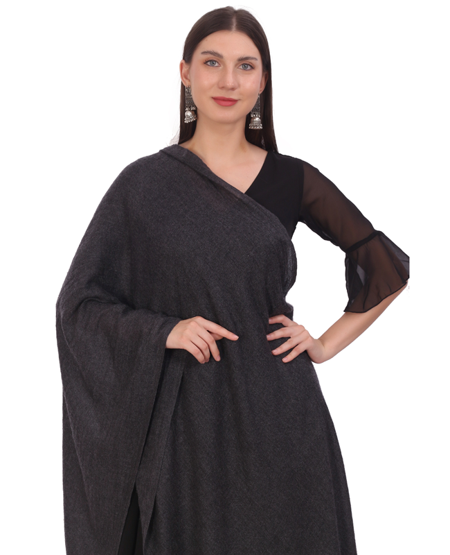 Pashvilas Unisex Solid Cashmere Wool Scarf Black Color