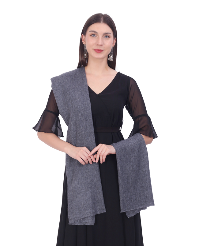 Pashvilas Unisex Solid Cashmere Wool Scarf Charcoal Color