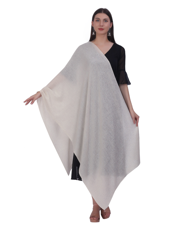 Pashvilas Unisex Solid Cashmere Wool Scarf Cream Color