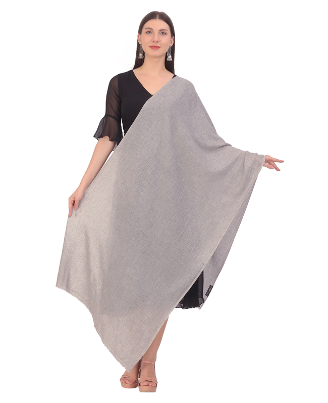 Pashvilas Unisex Solid Cashmere Wool Scarf Grey Color