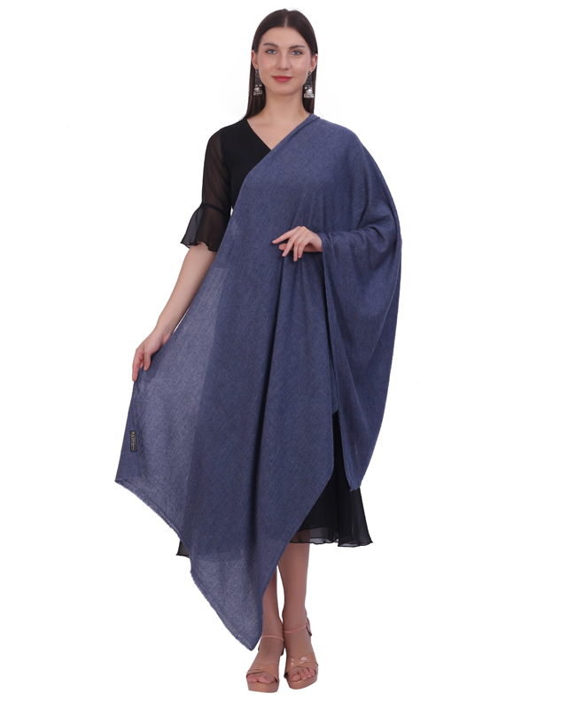 Pashvilas Unisex Solid Cashmere Wool Scarf Navy color